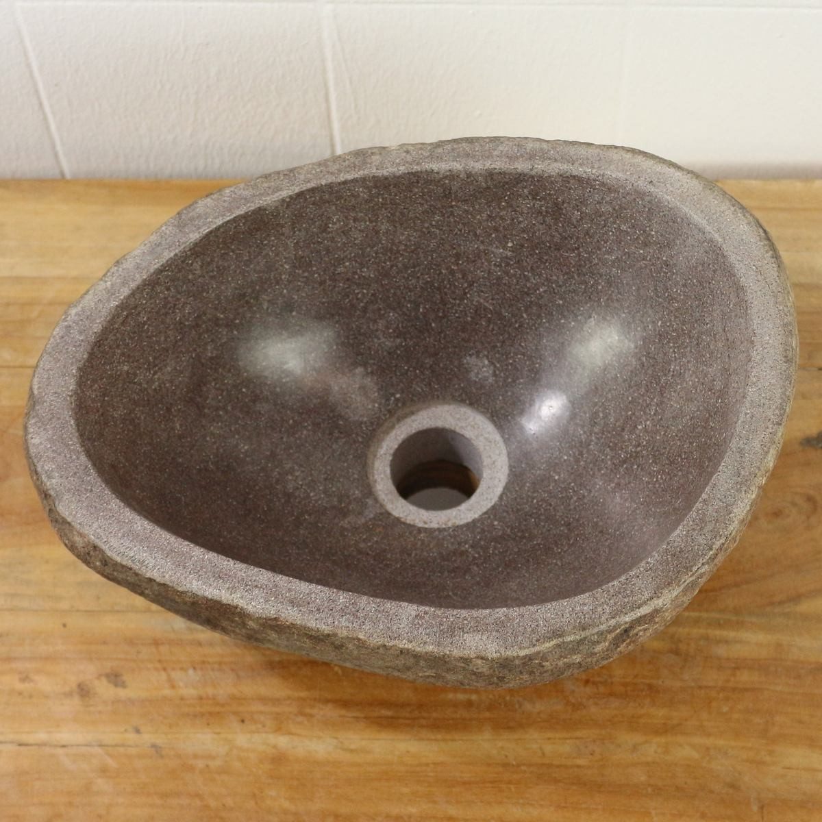 Oriental Galerie Waschbecken Rötliches Naturstein Waschbecken Unikat aus Serie 30-35cm (1-St)