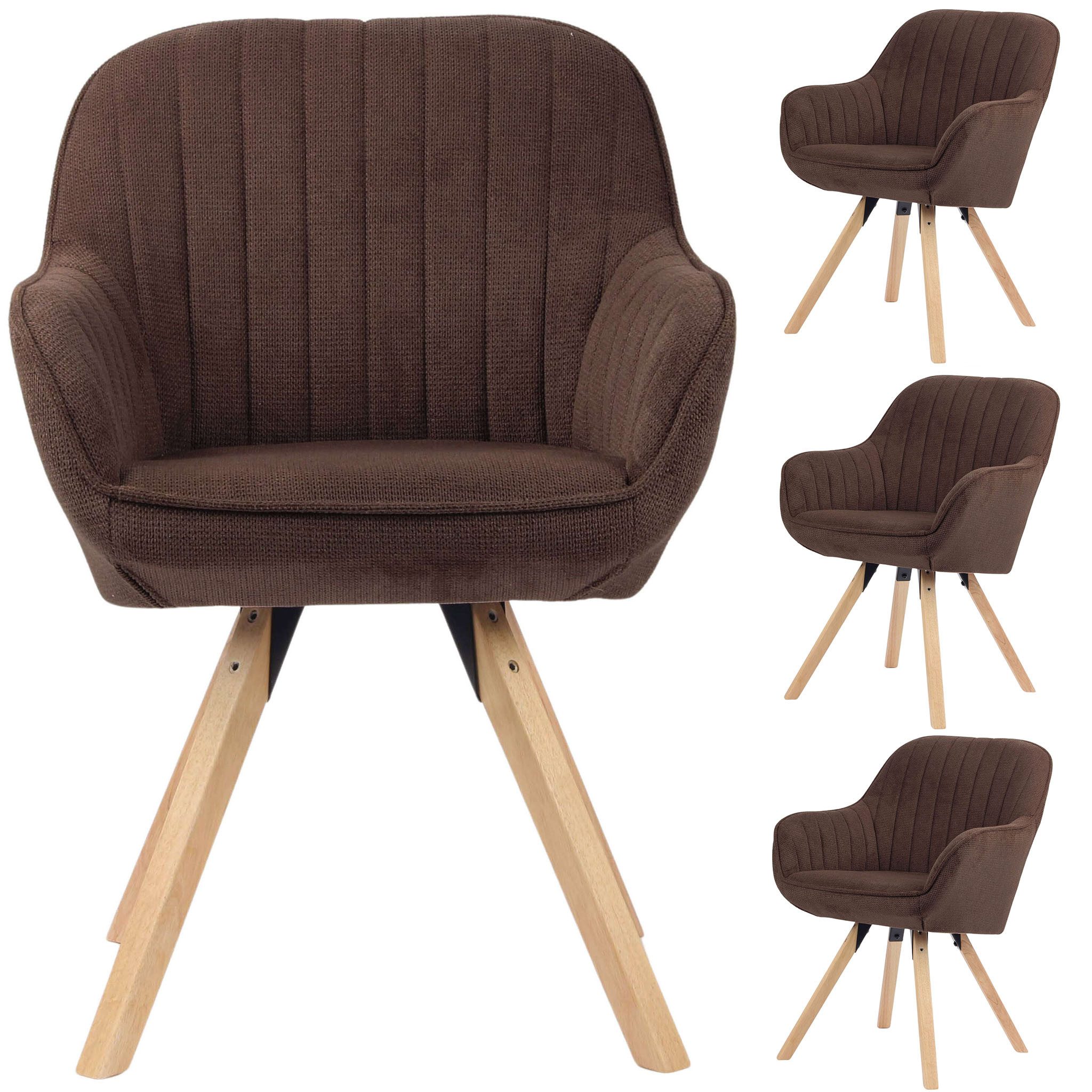 bene living Loungesessel Matera - drehbar - braun (4-St., 4er Set), helles Holz-Gestell - durchgehende Arm- und Rückenlehne