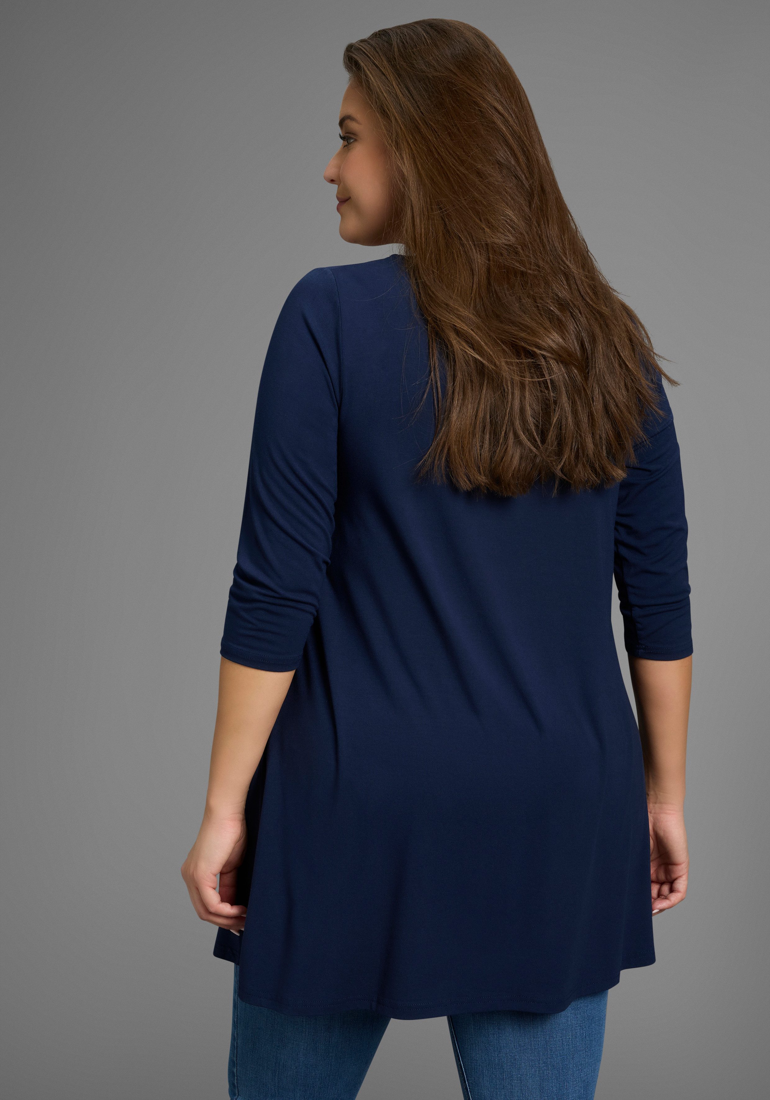 Laura Scott CURVE Tunikashirt mit 3/4-Ärmeln in schmeichelnder A-Linie – GR günstig online kaufen