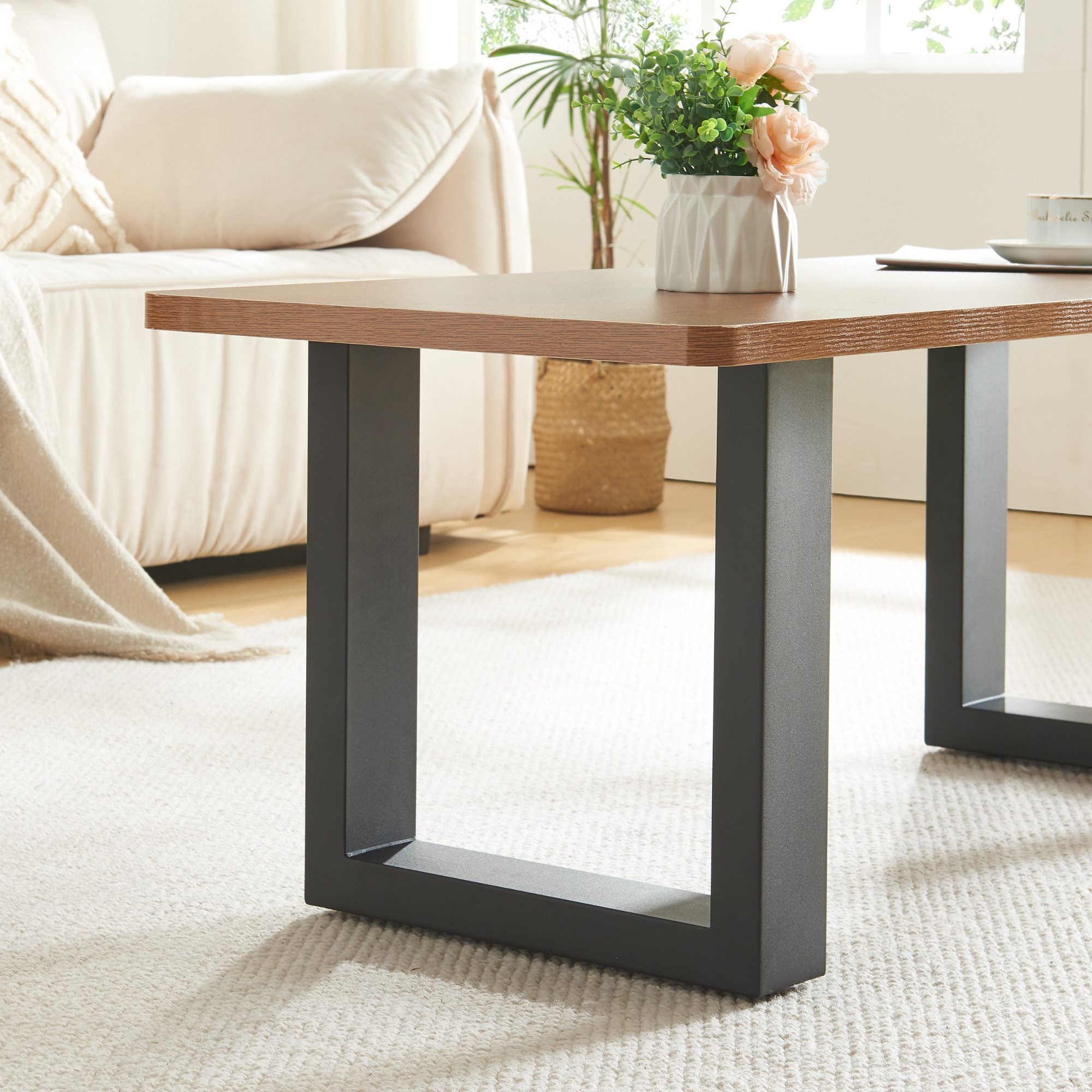 en.casa Tischgestell (2er Set), »Makers« 43x30 cm Stahl für Beistelltisch Couchtisch Schwarz