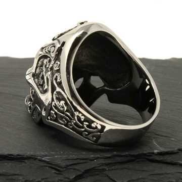 DALMARO.de Fingerring Ring Silber aus Edelstahl - SKULL MASONIC