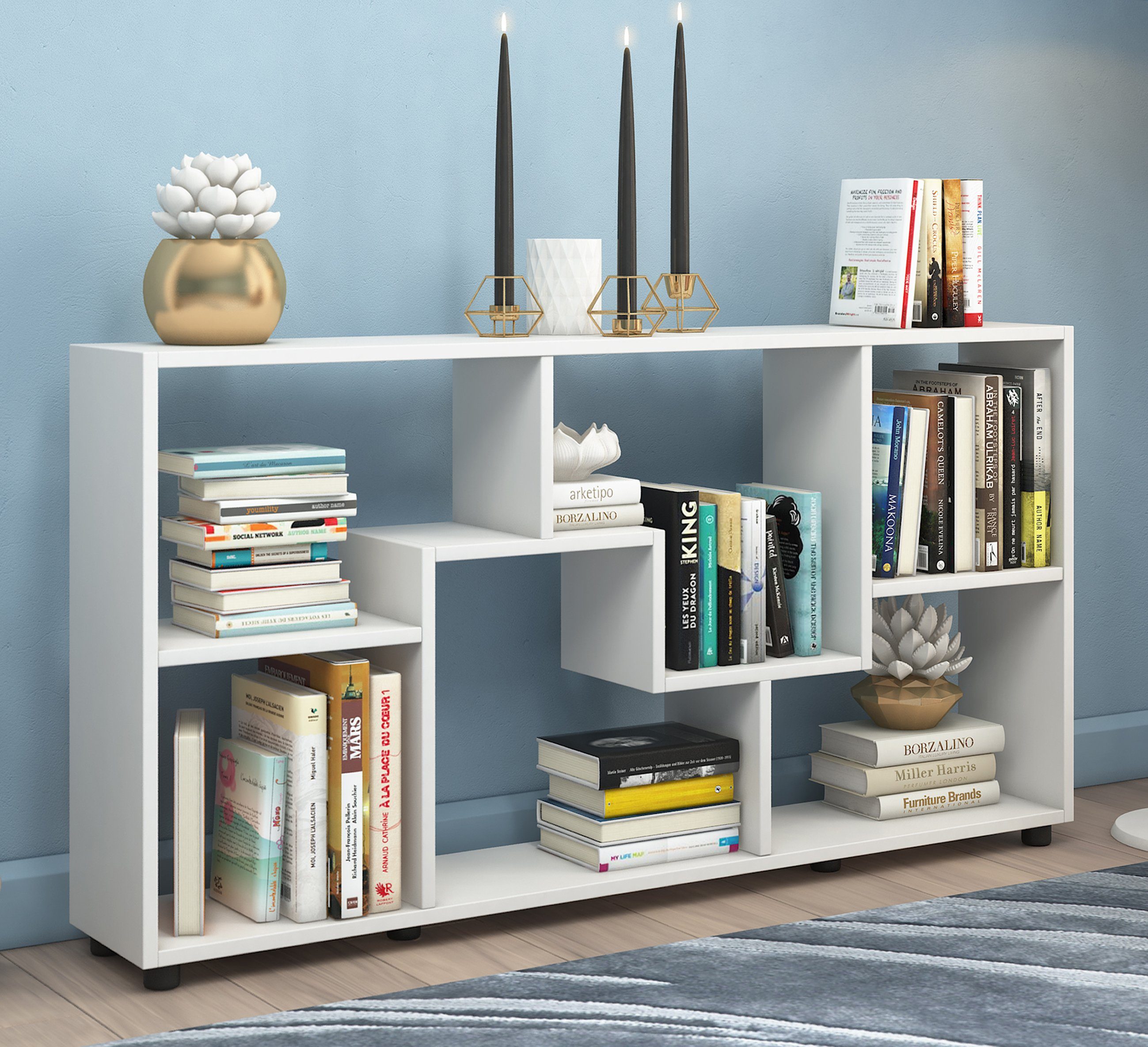 VCM Kommode Pintal B. 62 x T. 20 x H. 117 cm, 6 Fächer, Design-Anrichte, viel Stauraum – Bild 2 von 3