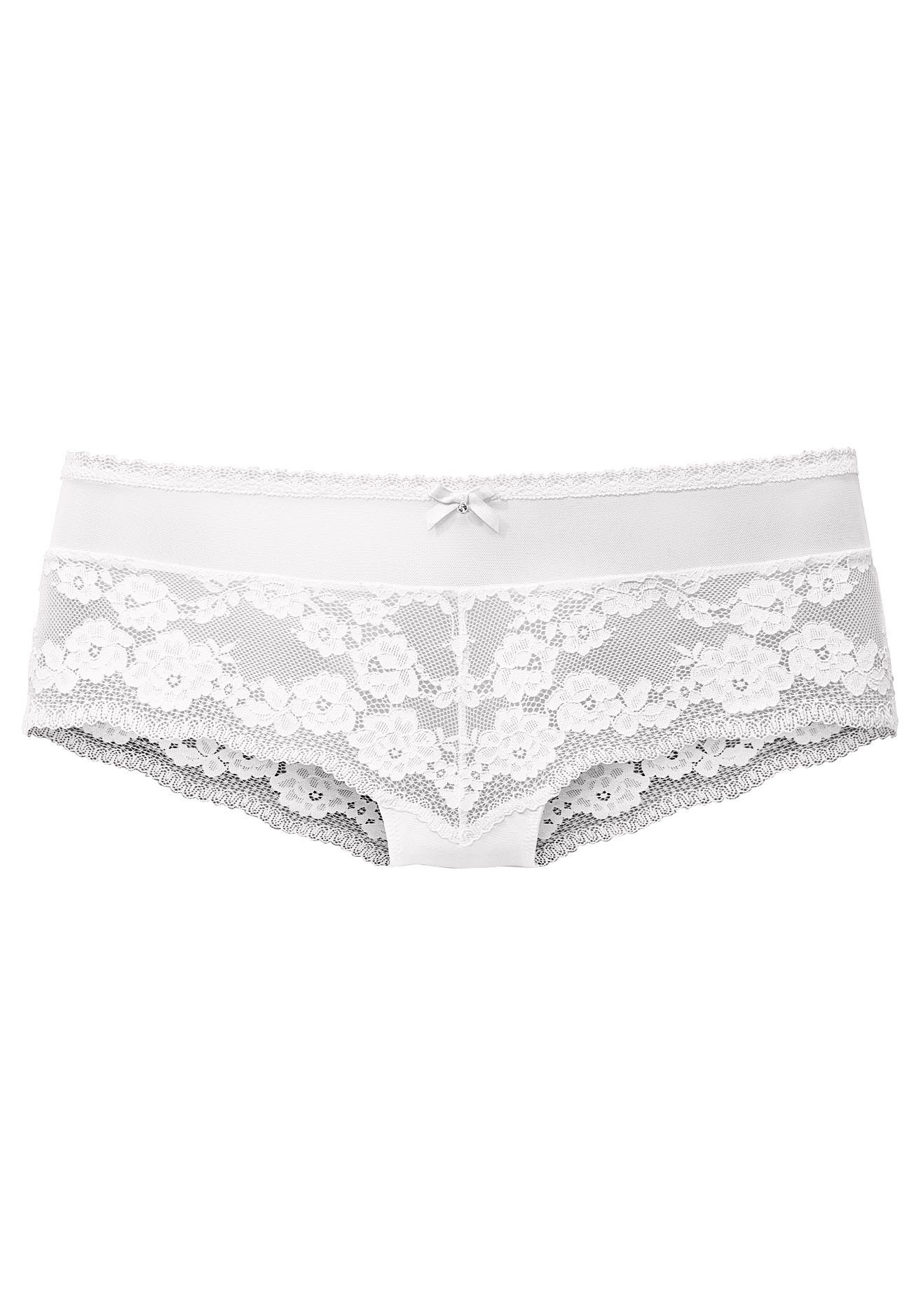 LASCANA Panty aus Spitze Optik, feiner weiß in blumiger Dessous