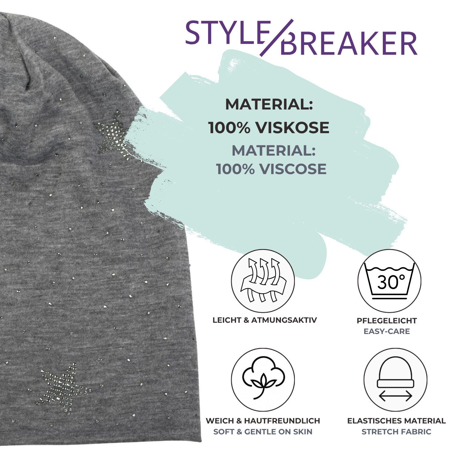 styleBREAKER Beanie Beanie mit Strass Sterne (1-St)