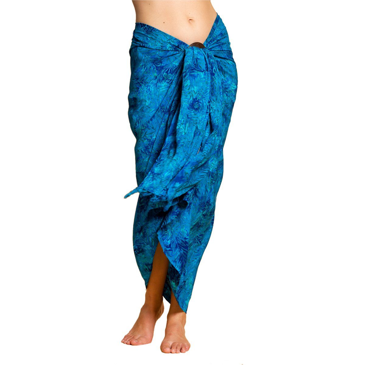 Tuch PANASIAM den Halstuch Strandtuch, Viskose für B020 aus Pareo hochwertiger Sarong Palm Bikini Blautöne blue Cover-up Schultertuch Strandkleid Strand Wachsbatik