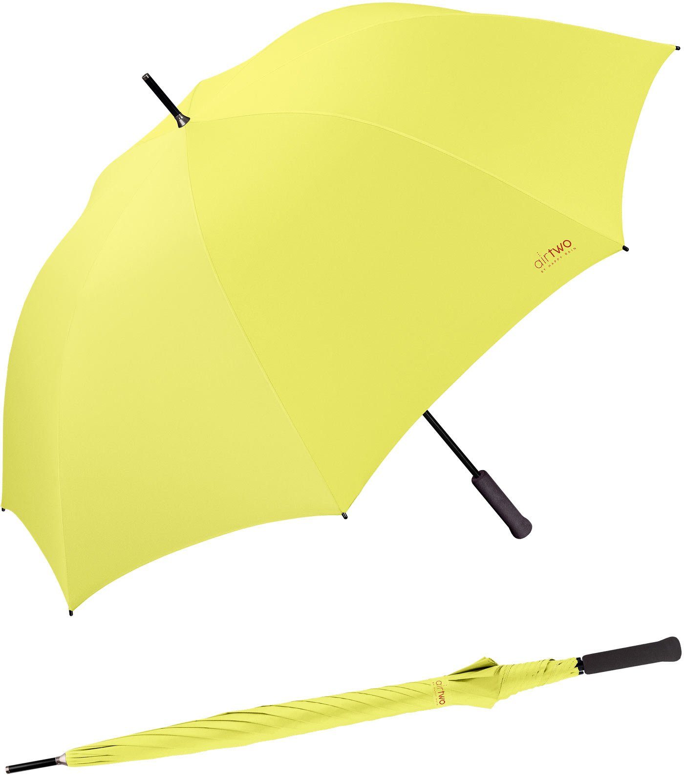 HAPPY RAIN Golfregenschirm Air Two - super leichter XXL Partnerschirm, mit genug Platz für Zwei wiegt er nur 262 Gramm gelb