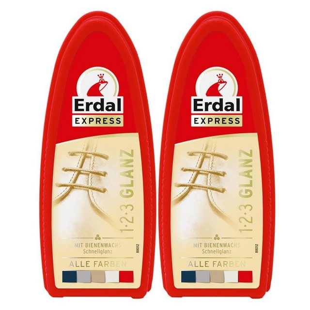 Erdal 2x Erdal Express 1-2-3 Glanz Farblos – Schwamm – mit Bienenwachs Reinigungstücher