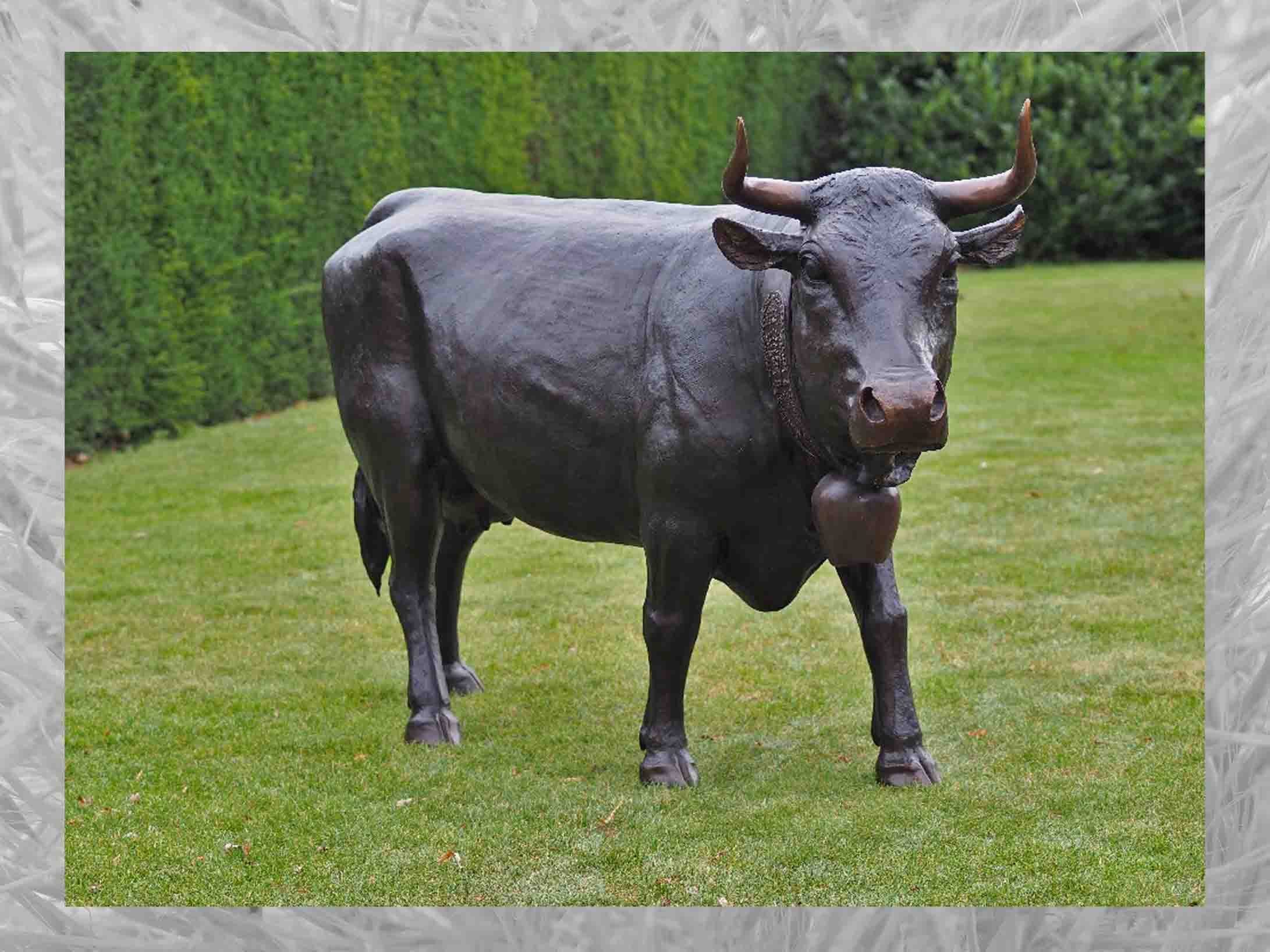 IDYL Gartenfigur IDLY Hérens Bronze-Skulptur Kuh, Bronze