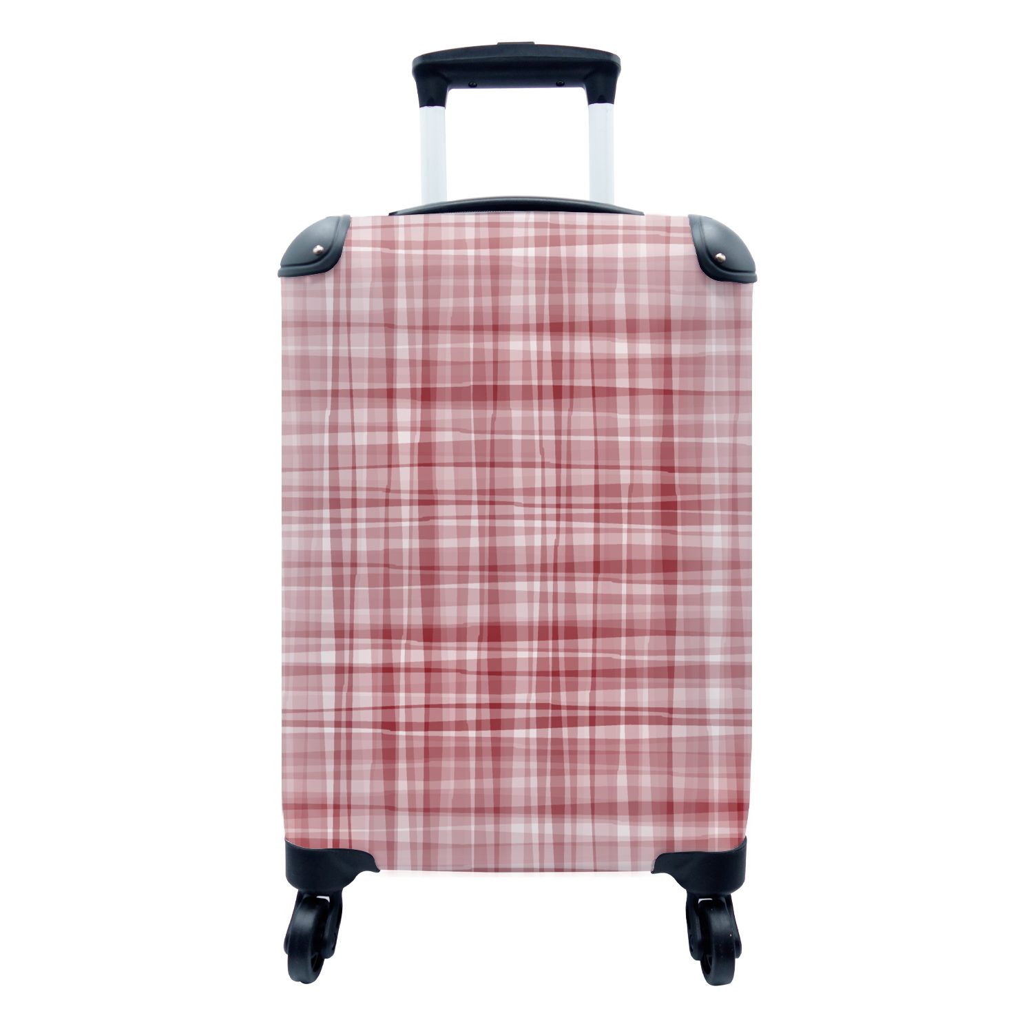MuchoWow Handgepäckkoffer Muster - Rot - Wellen, 4 Rollen, Reisetasche mit rollen, Handgepäck für Ferien, Trolley, Reisekoffer