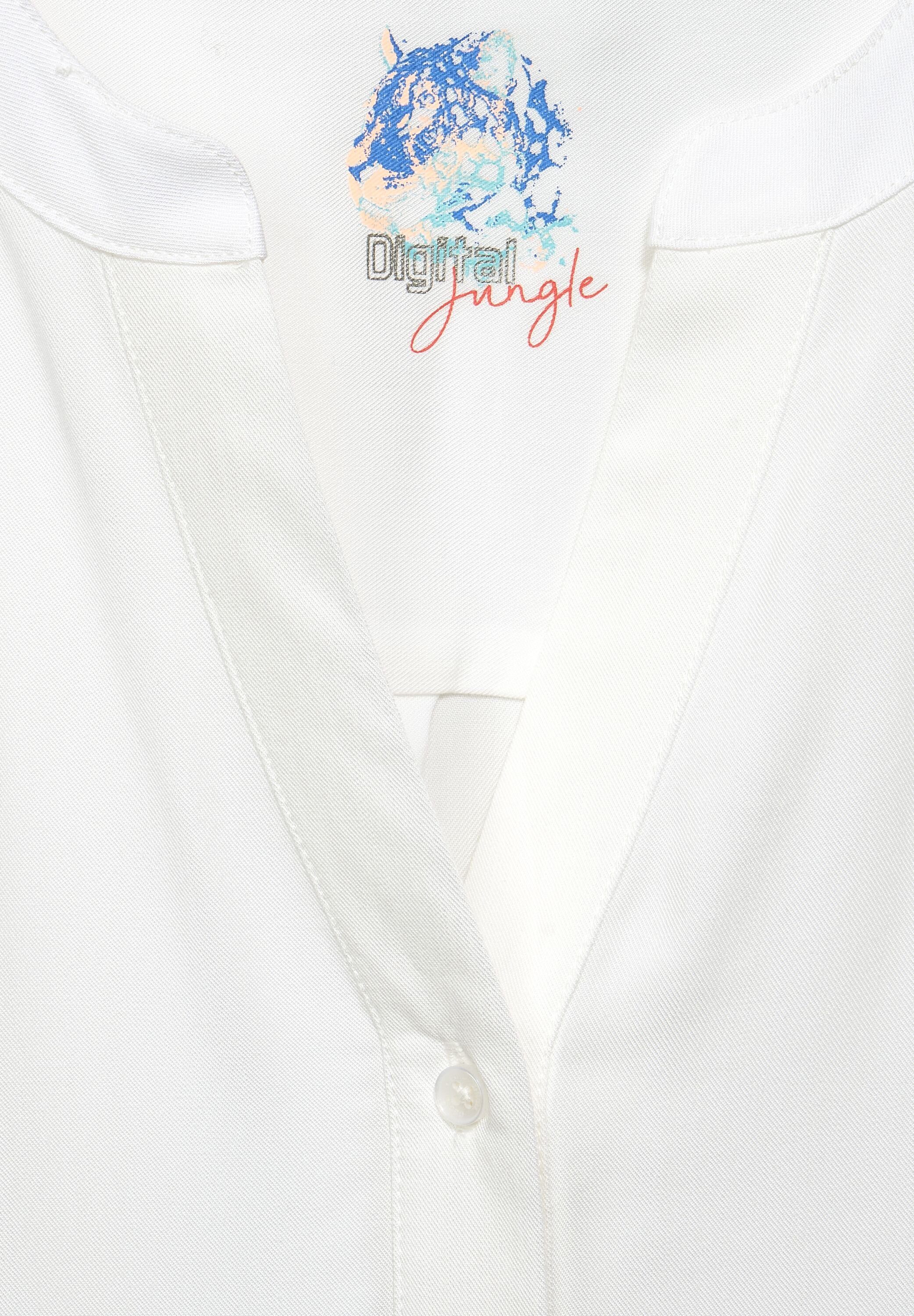 Cecil Unifarbe in geschnitten Lange Cecil (1-tlg) White Locker Bluse in Vanilla Longbluse