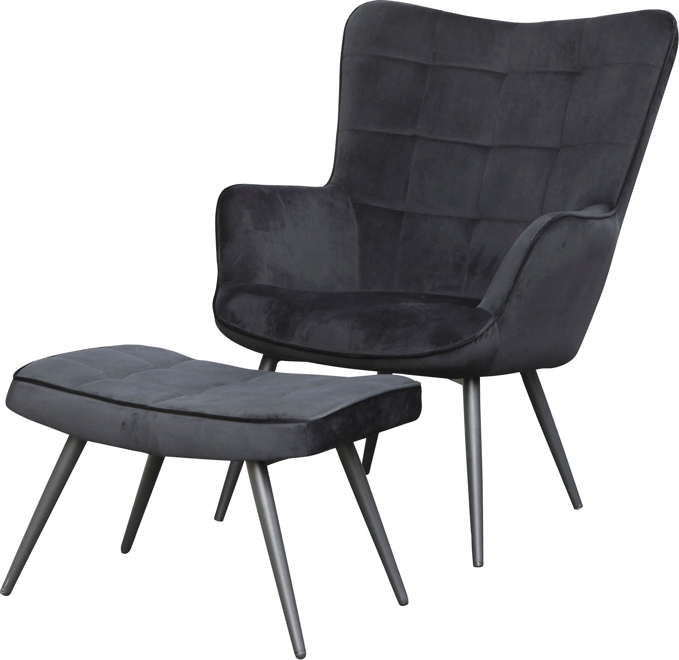 | oder Hocker, wahlweise ohne byLIVING mit oder in schwarz Webstoff Uta Sessel schwarz (1-St), Samt Cord,