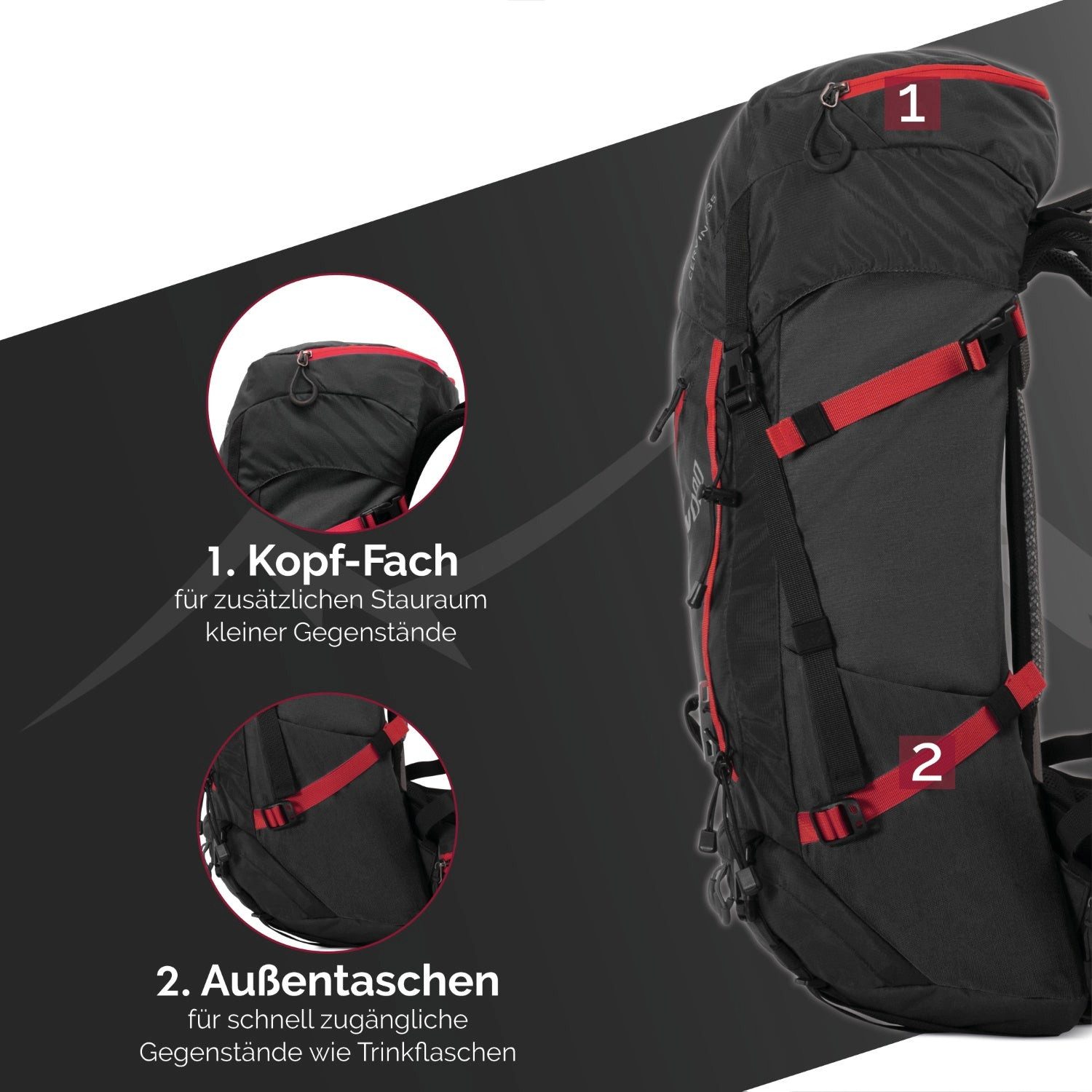 Steinwood Wanderrucksack Herren & Damen 35L - Outdoor-Rucksack, Reiserucksack, Tagesrucksack w…