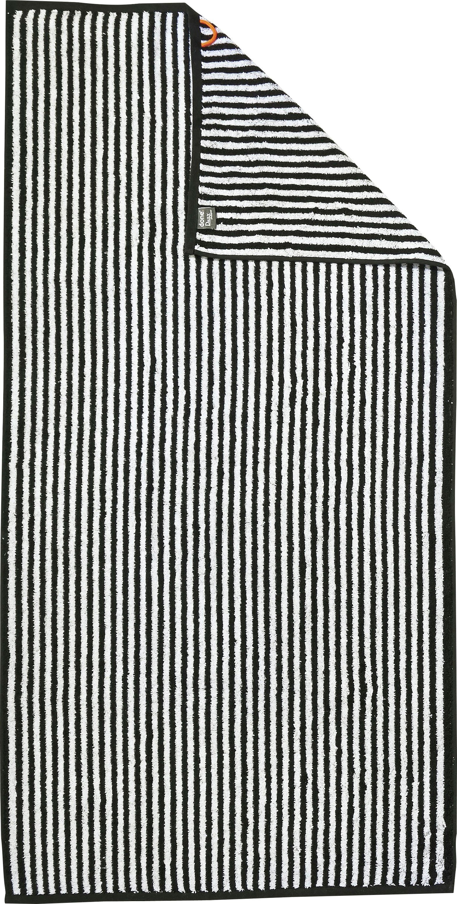 done.® Duschtuch Daily Shapes Stripes, Jacquard-Walkfrottier (1-St), mit Jacquard-Muster, gestreift schwarz-weiß