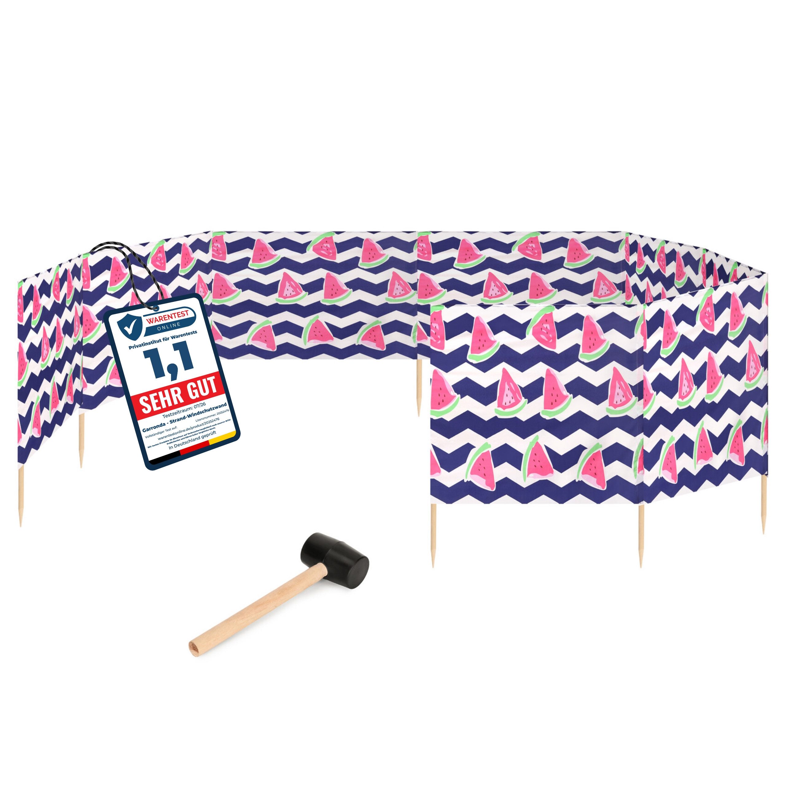 Garronda Windschutz Strand Sichtschutz 12m lang mit Gummihammer Garten Meer GAEX001