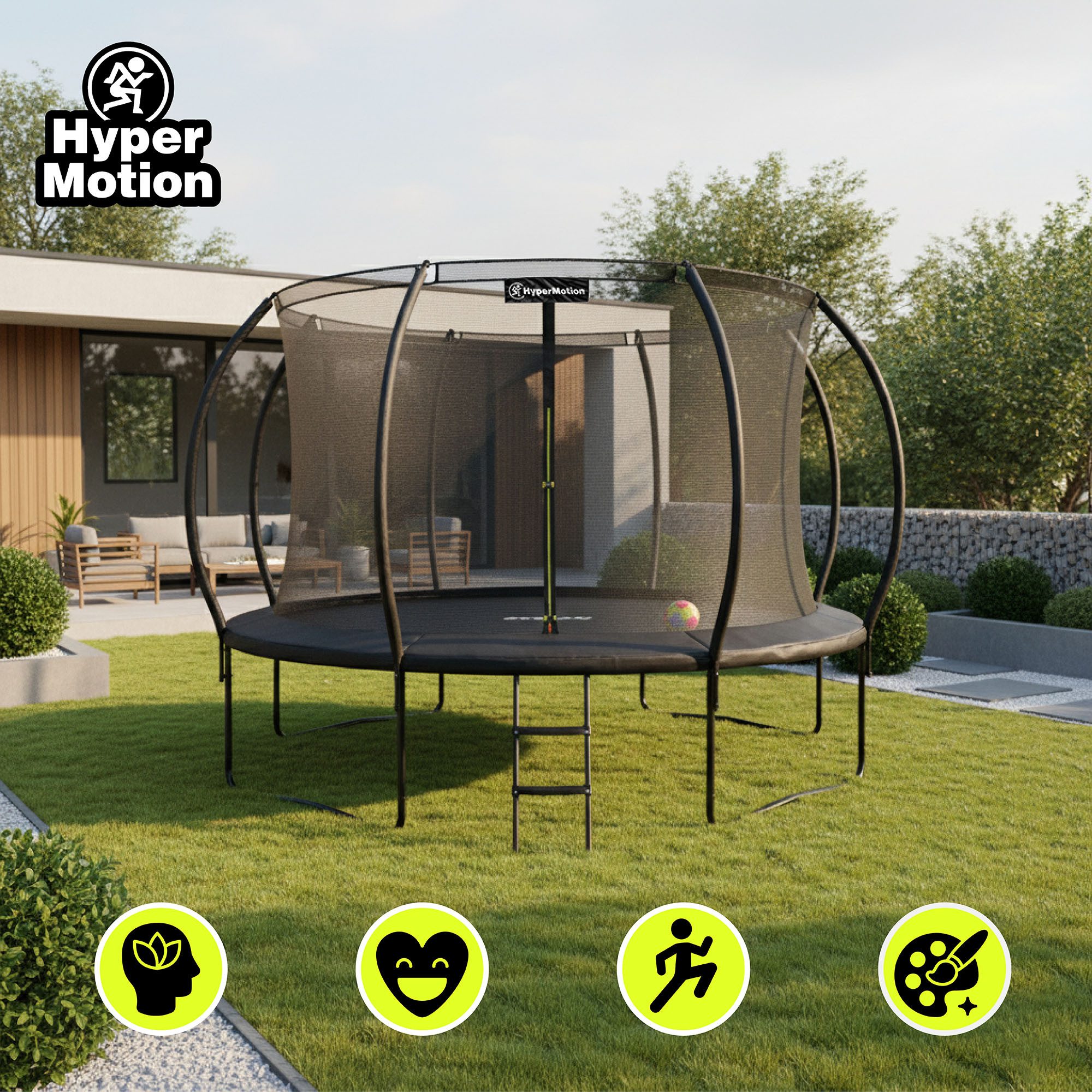 HyperMotion Gartentrampolin Gartentrampolin mit Leiter und Innennetz