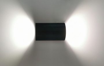 TRANGO LED Außen-Wandleuchte, 3073-05TF IP44 Up & Down Wandstrahler in Schwarz matt inkl. 2x 3 Watt 4000K Neutralweiß LED Modul *MO* für innen & außen, Außenwandleuchte, Außenstrahler, Wandstrahler, Wandleuchte