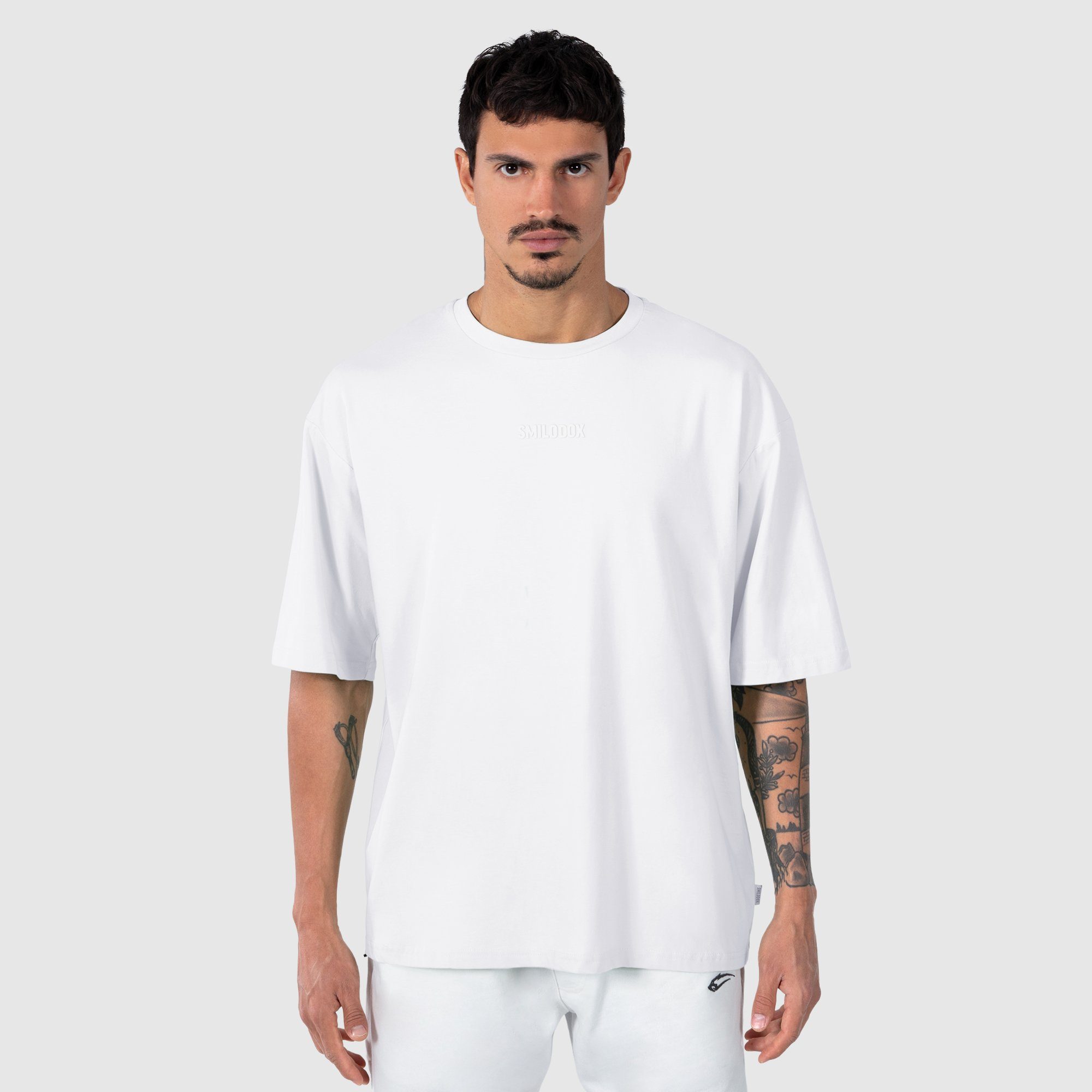 Smilodox T-Shirt Ronald Oversize, 100% Baumwolle Weiß