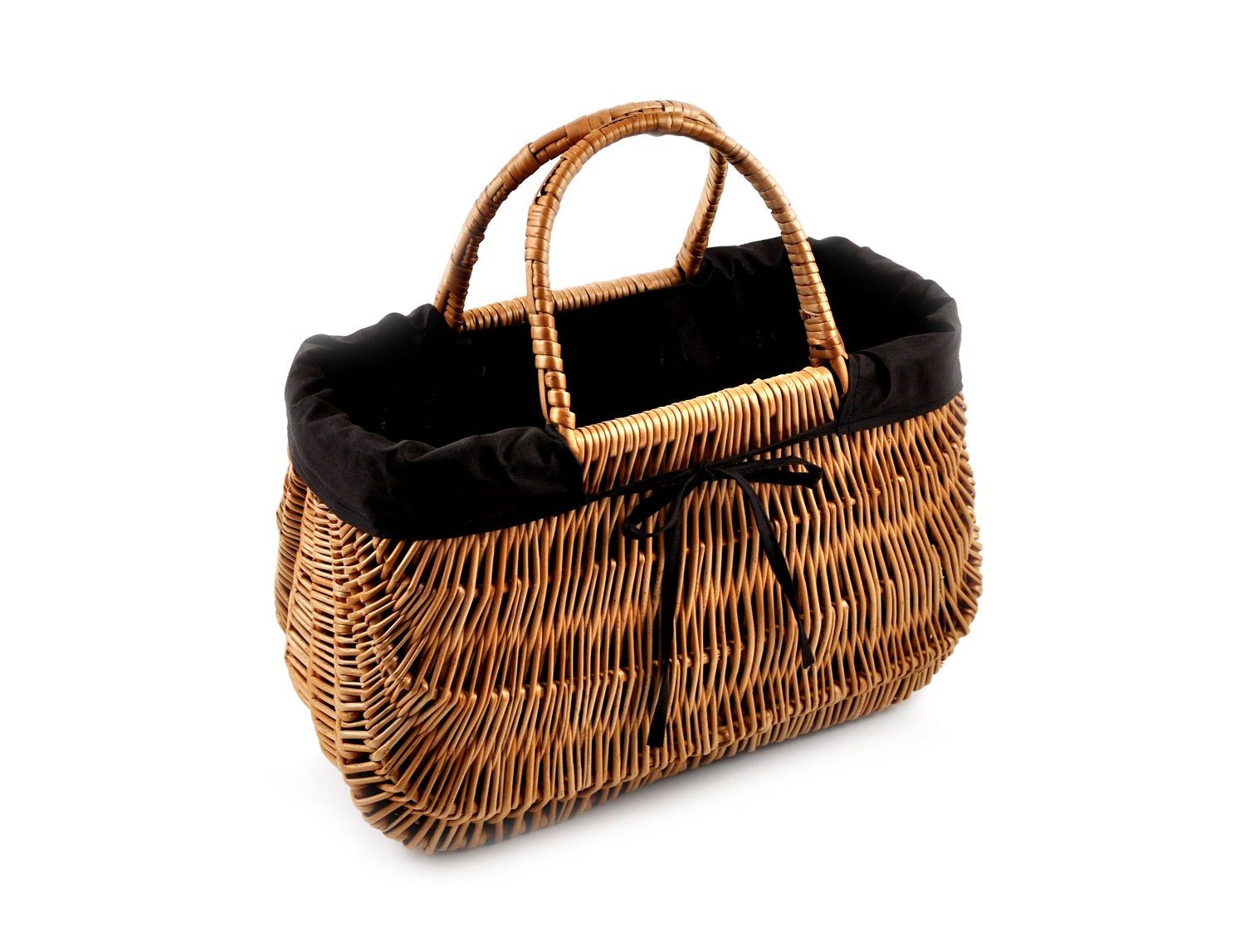MyBer® Handtasche Tasche Korb aus Weide, Weidenkorb, Tragekorb, Einkaufskorb geflochten (1-tlg), braun mit Stoffeinlage Handarbeit 40/19/29cm K4-489-SS