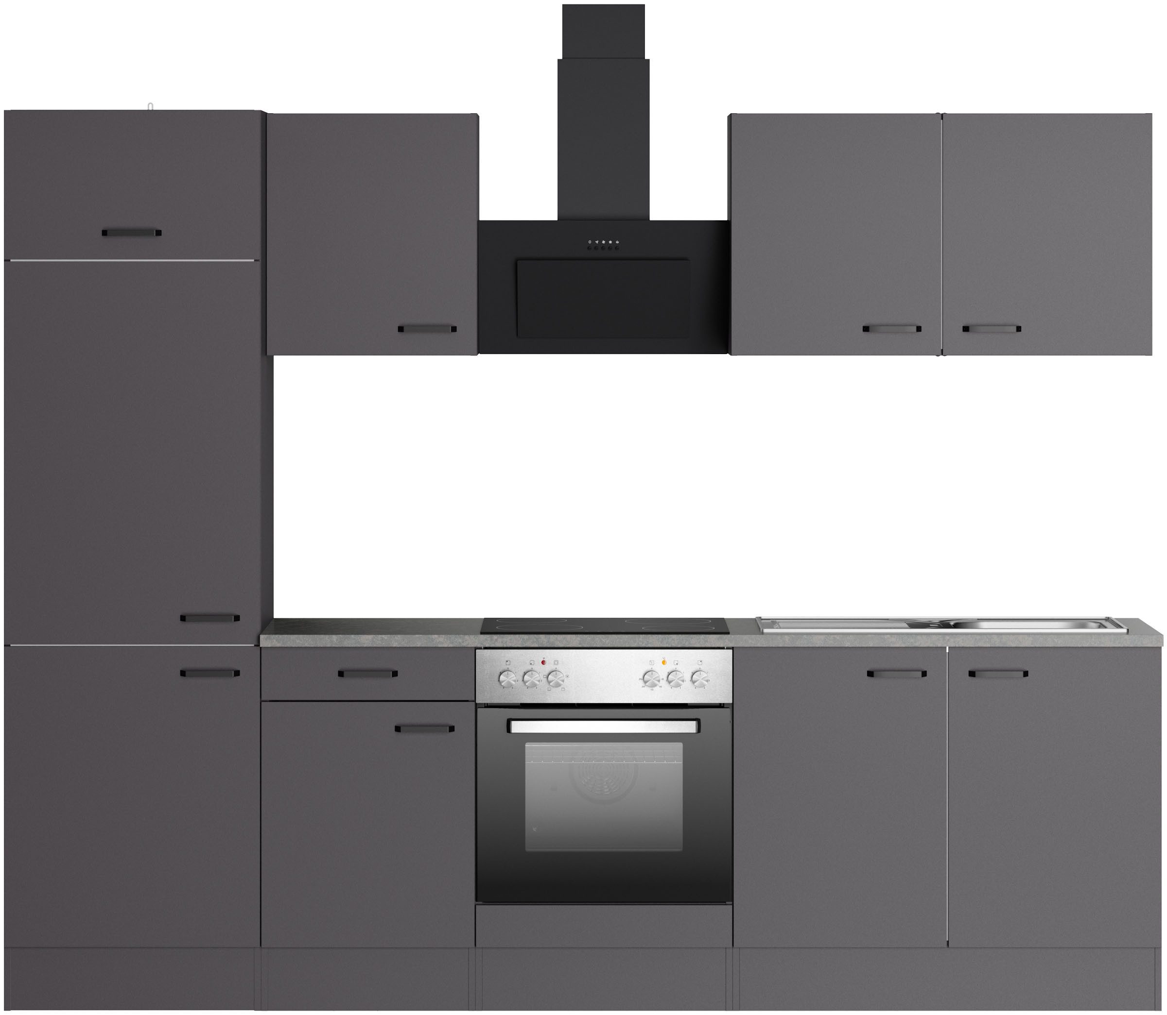 OPTIFIT Küchenzeile OPTImulti, Breite 270 cm, mit E-Geräten und Edelstahlspüle