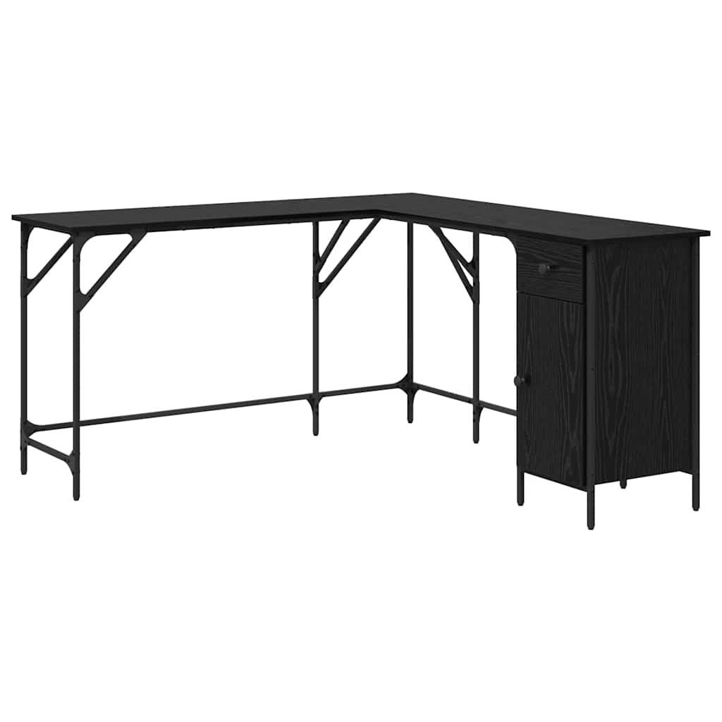 vidaXL Schreibtisch Schreibtisch Schwarz Eichen-Optik Holzwerkstoff (1-St)