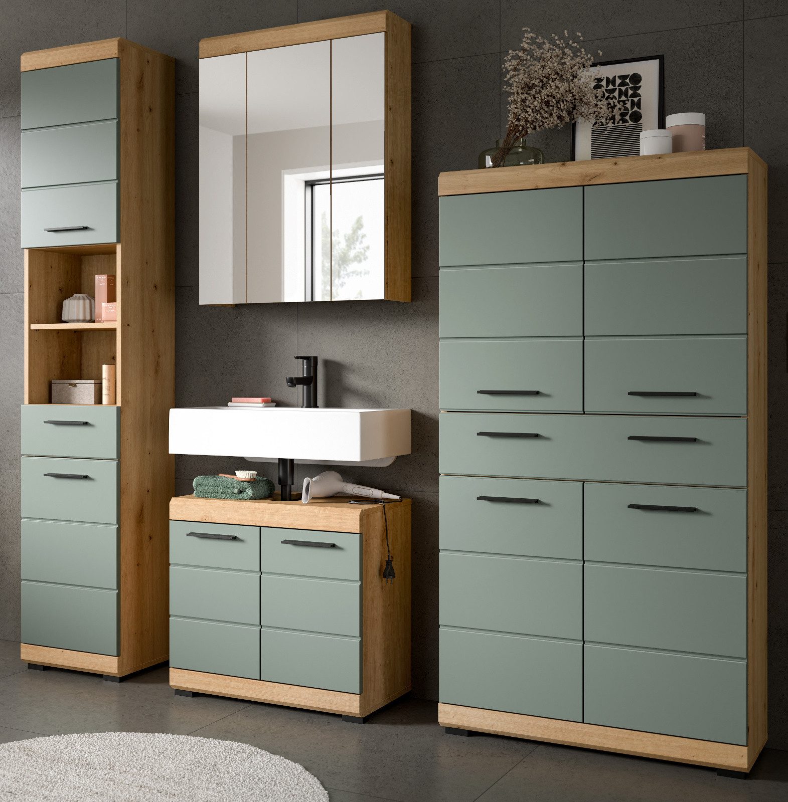 Inn.Furn Badmöbel-Set Shawn, (Badezimmer in Salbei günstig online kaufen