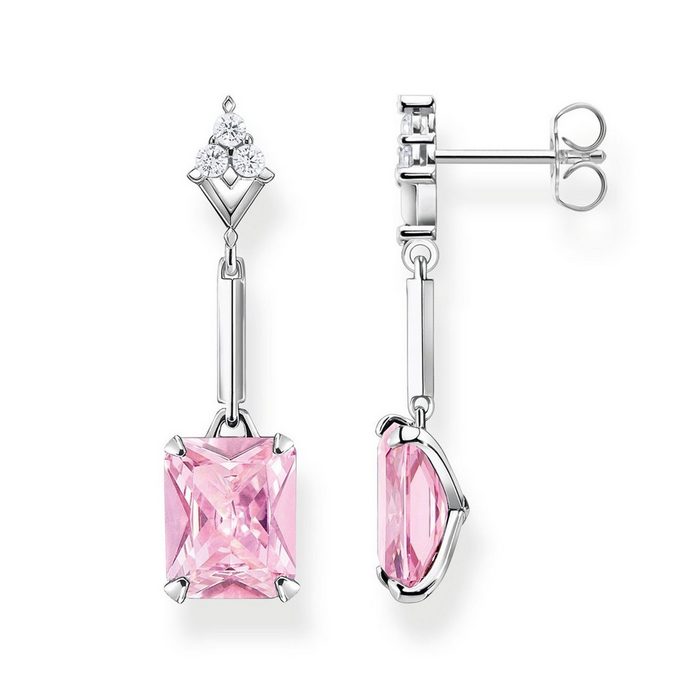 THOMAS SABO Paar Ohrhänger Silber-Ohrhänger für Pinkfarbener Stein