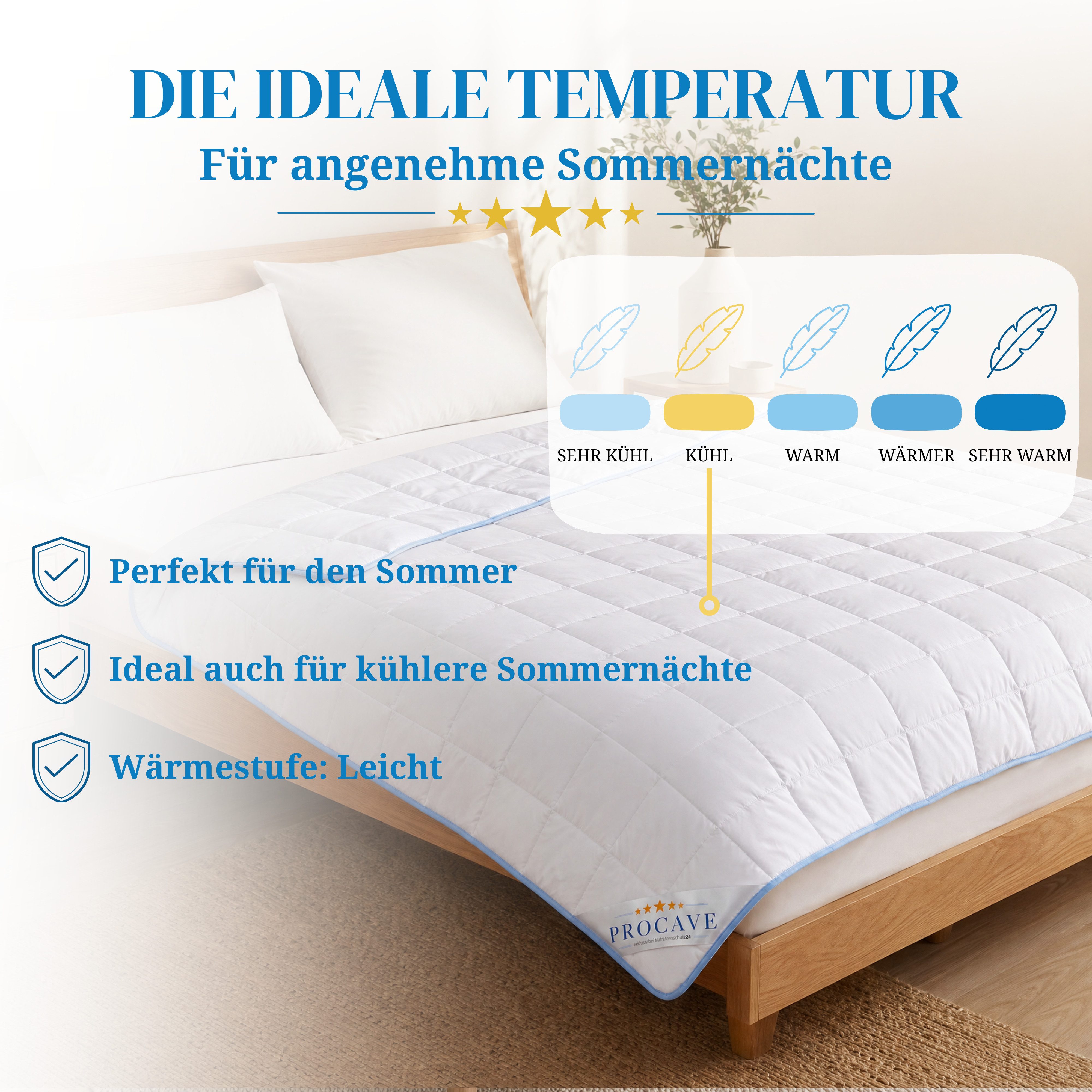 PROCAVE Sommerbettdecke TopCool Kinderbettdecke federleicht, atmungsaktiv, Made in Germany, Atmungsaktive Sommerdecke, schadstoffgeprüft, 100x135 cm – Bild 3 von 5