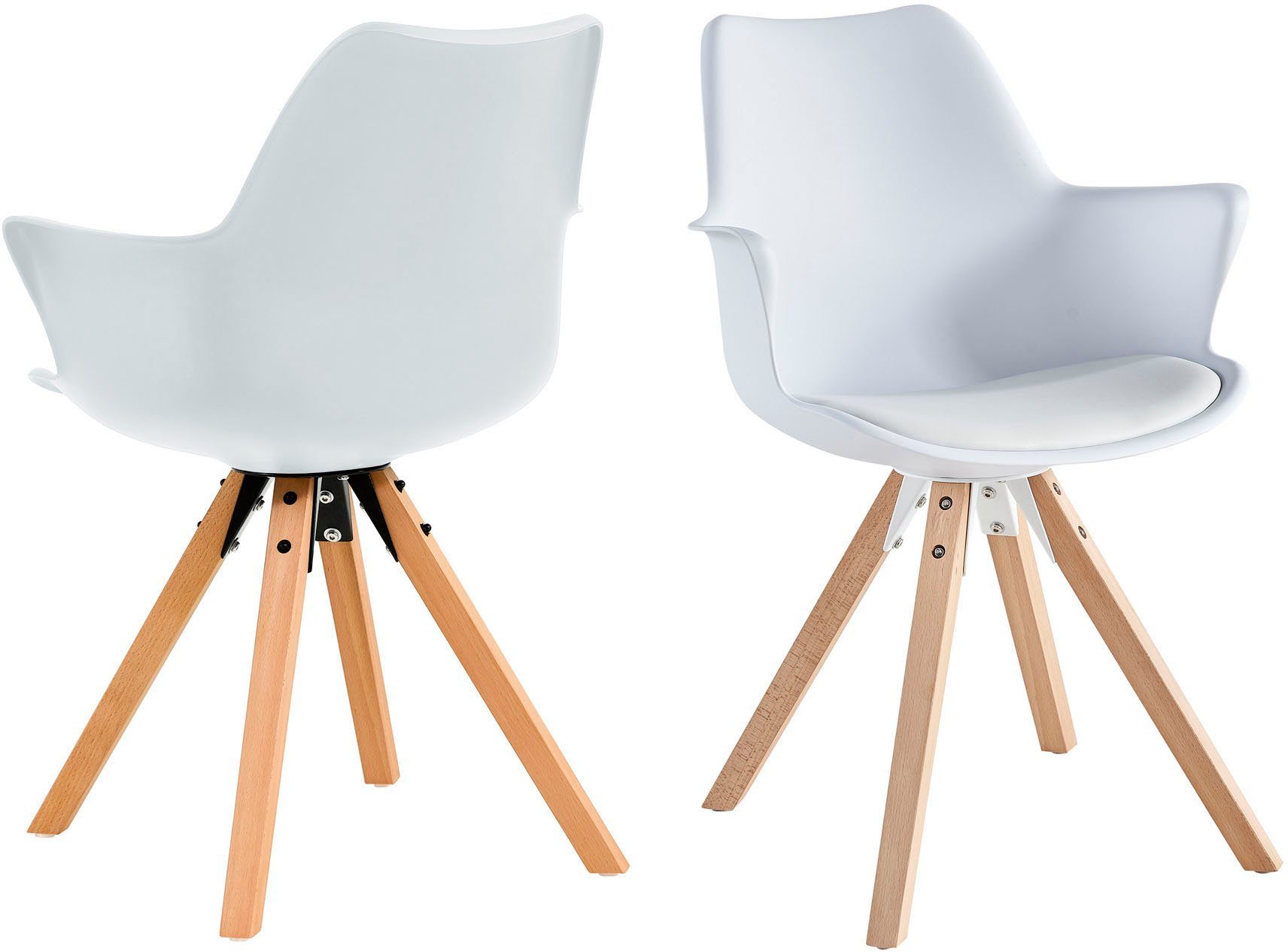 SalesFever Armlehnstuhl (Set, St), | 2 Weiß Natur Weiß, Kunstleder Sitzfläche aus