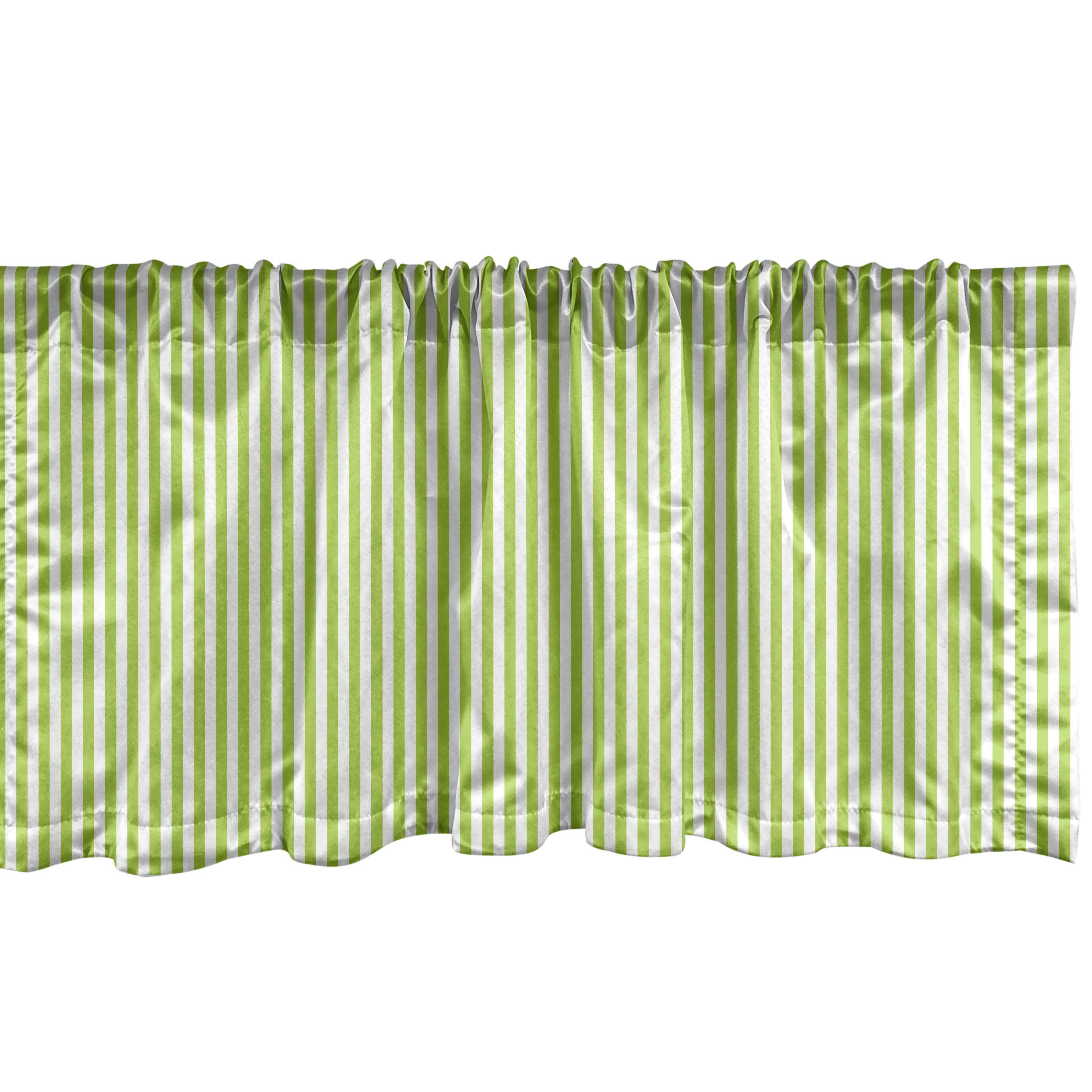 Scheibengardine Vorhang Volant für Küche Schlafzimmer Dekor mit Stangentasche, Abakuhaus, Microfaser, Gestreift Vertikale Linien Retro Sommer