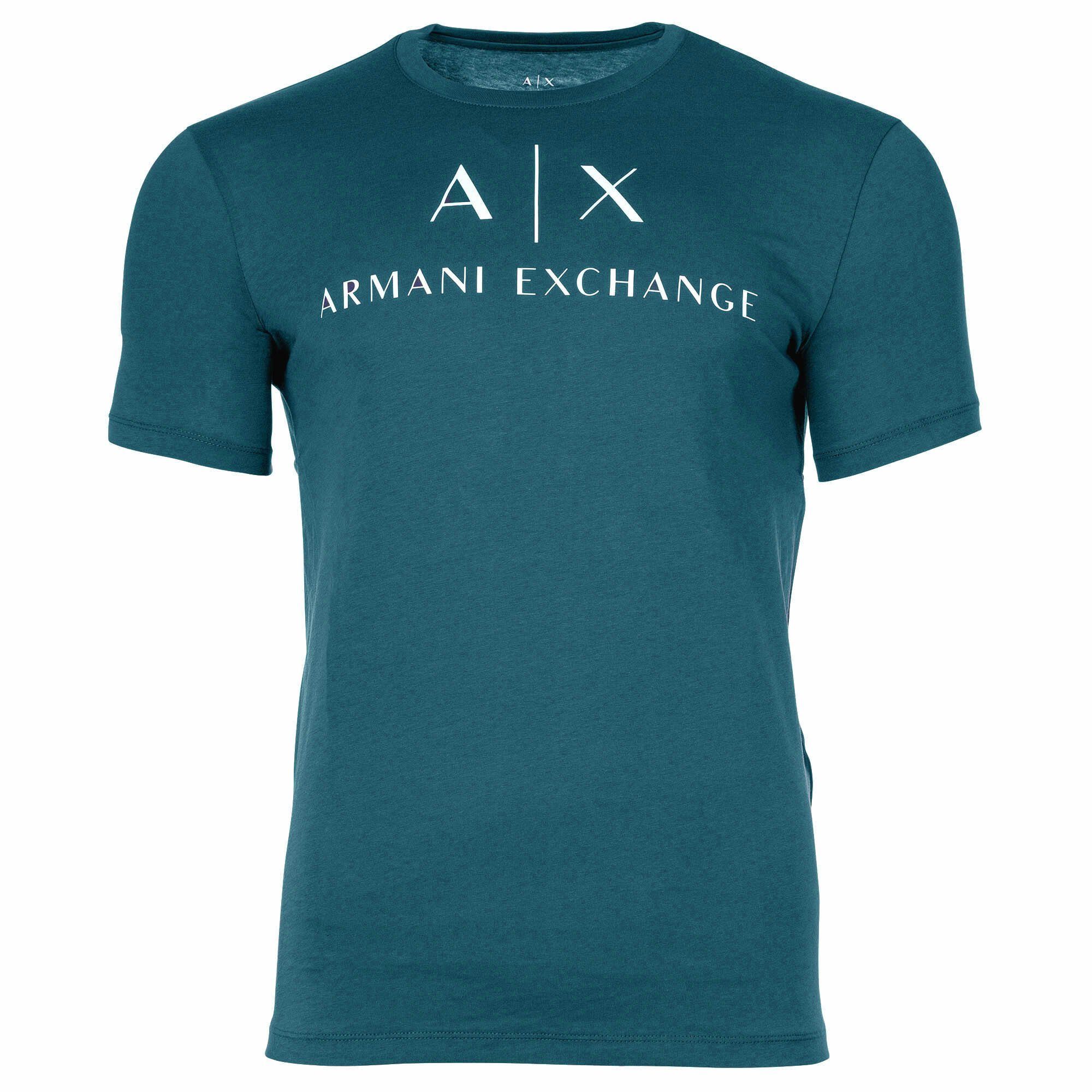 ARMANI EXCHANGE T-Shirt Blue) Rundhals, Herren Schriftzug, Cotton Petrol (Legion T-Shirt 