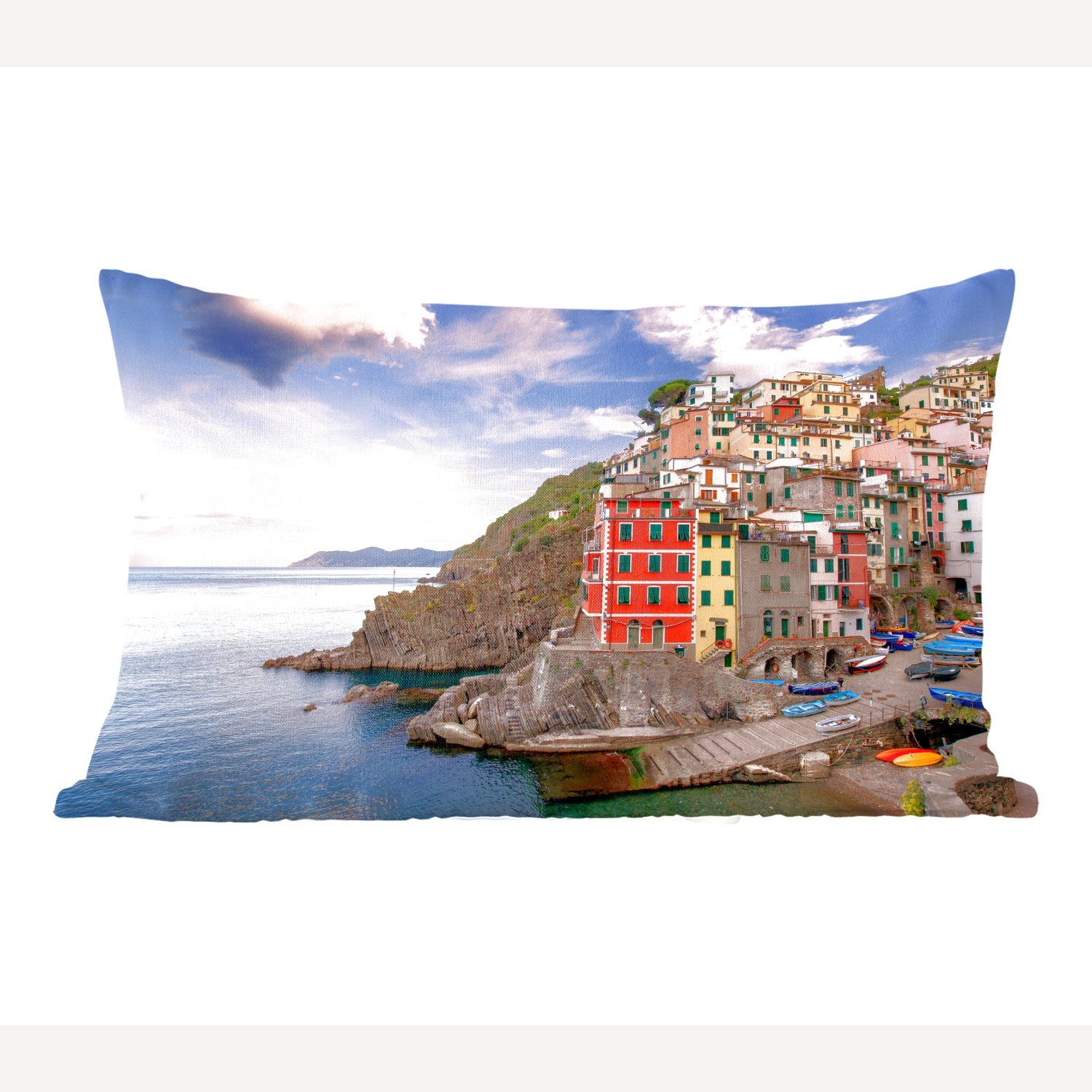 MuchoWow Dekokissen Blick auf Riomaggiore in den Cinque Terre., Wohzimmer Dekoration, Zierkissen, Dekokissen mit Füllung, Schlafzimmer