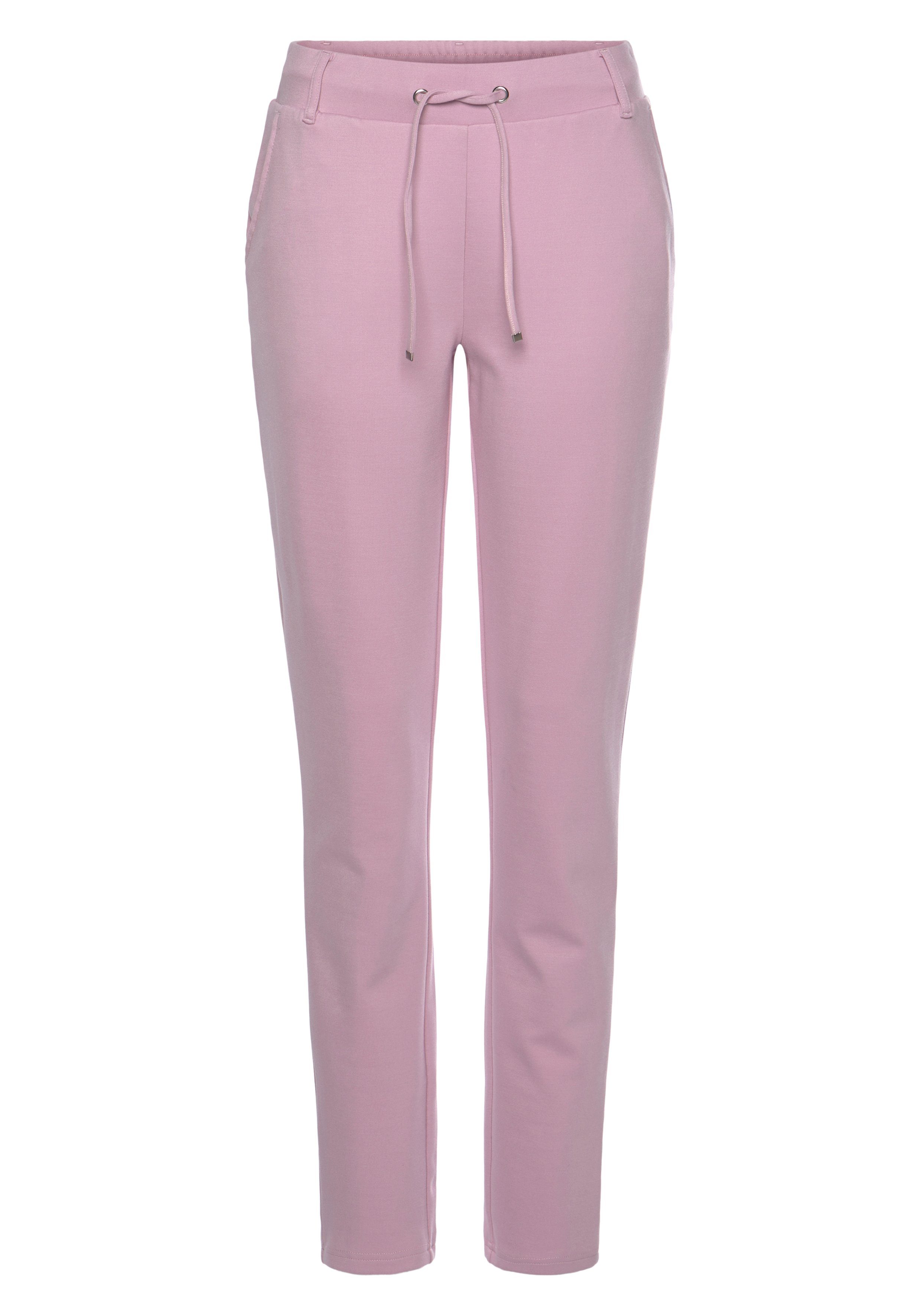 LASCANA Jogger Pants (1-tlg) und altrosa Loungewear, elastischem mit Gürtelschlaufen, Bund Loungeanzug