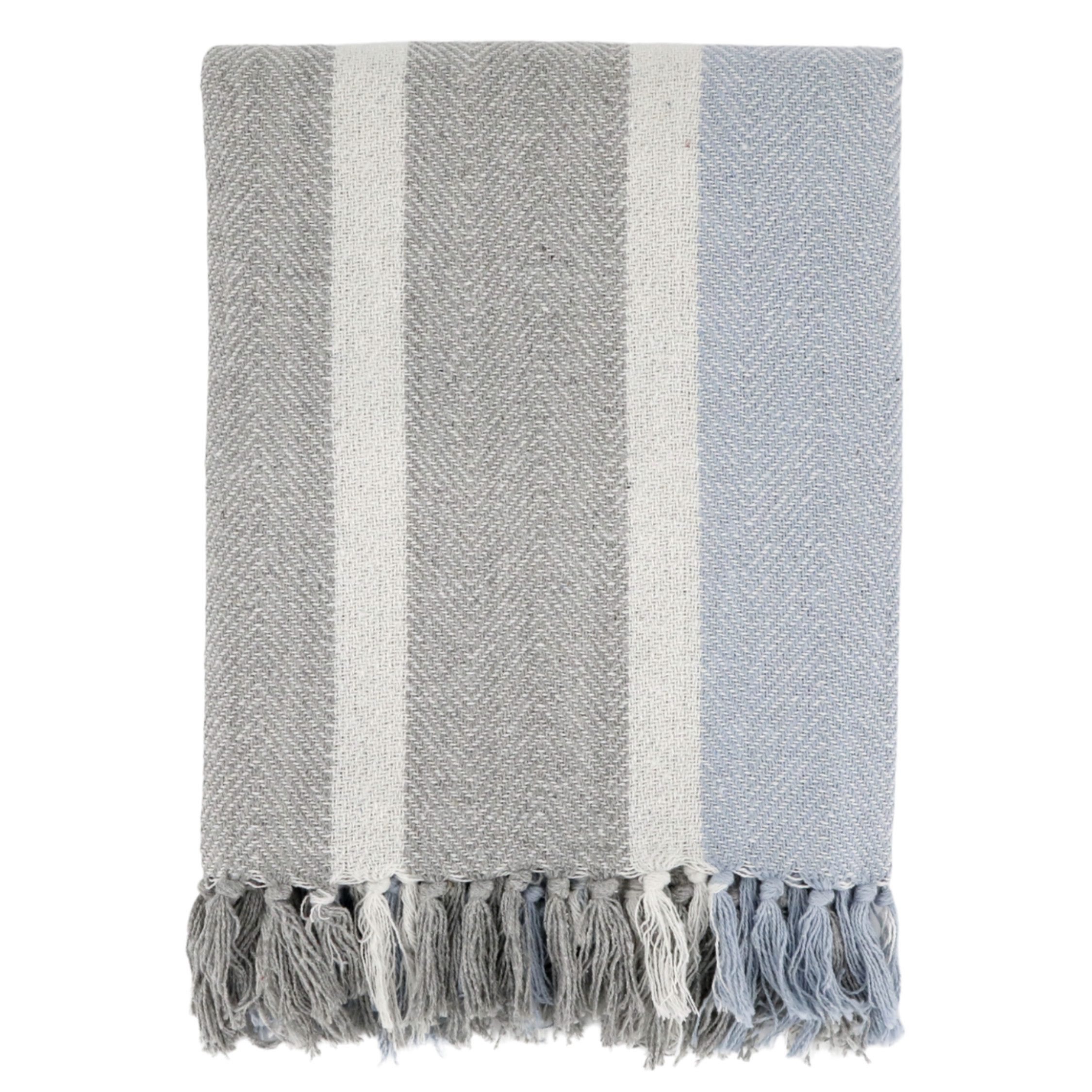 Plaid Chic Antique Aix Plaid Französisch Grau / Sky Blue, Chic Antique