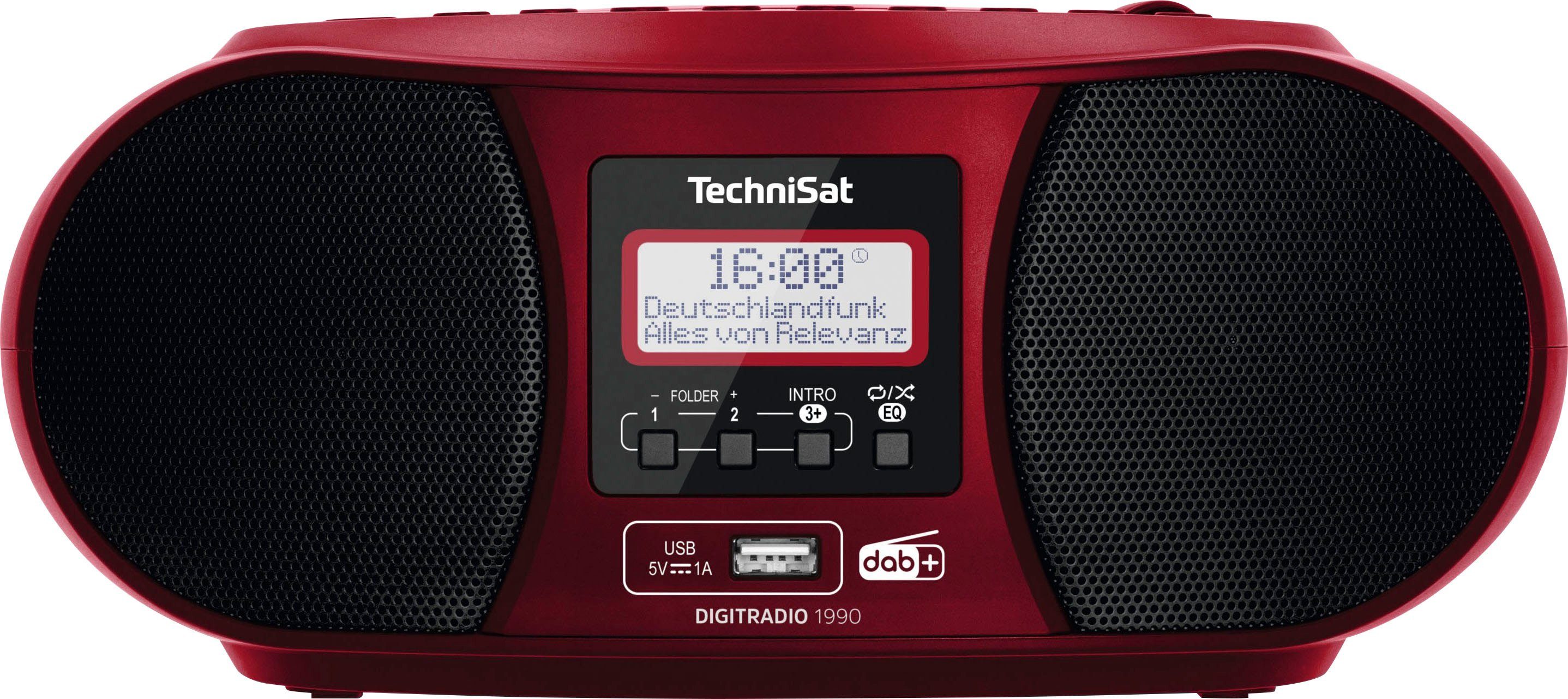 rot Digitalradio (DAB), (DAB) (Digitalradio TechniSat mit 3 DIGITRADIO CD-Player) UKW 1990 W, RDS,