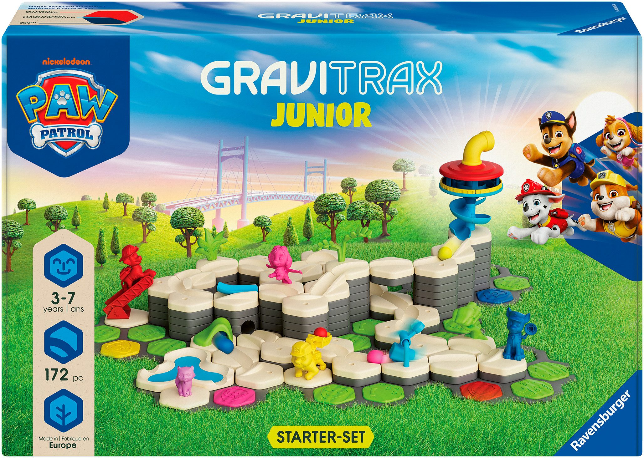 Ravensburger Kugelbahn-Bausatz GraviTrax Junior Paw Patrol - Starter-Set XXL, Made in Europe