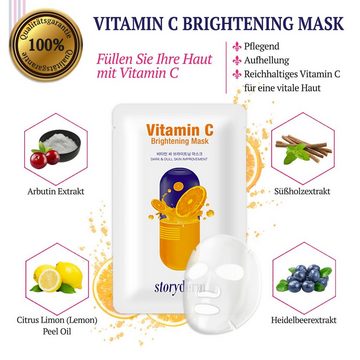 Storyderm Gesichtsmaske NEUHEIT aus Korea Premium Gesichtsmaske Storyderm Pflege Tuchmaske Vitamin C, 1-tlg.