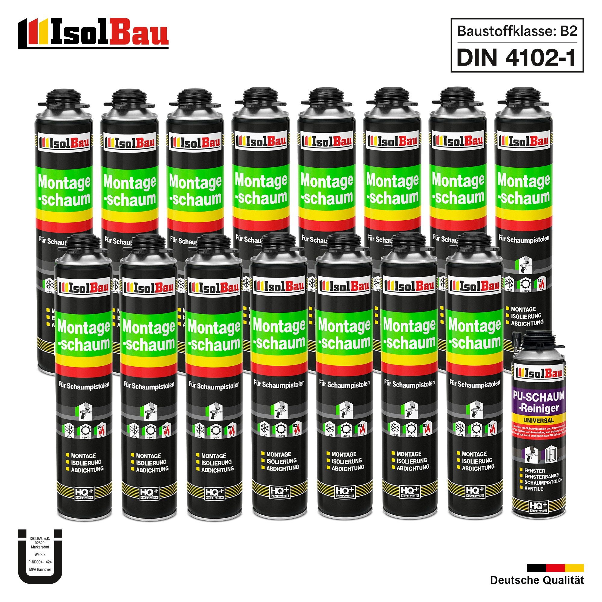 Thumbnail - None Fenster SET Pistolenschaum 15 x 750 ml Schall Schaumpistole Wärmedämmung, Pistolenschaum 15 x 750 ml + 1 Reiniger 5...