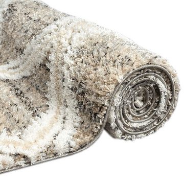 Hochflor-Teppich Orientalischer Teppich mit schönem Rautenmuster in creme, Carpetia, rechteckig, Höhe: 30 mm