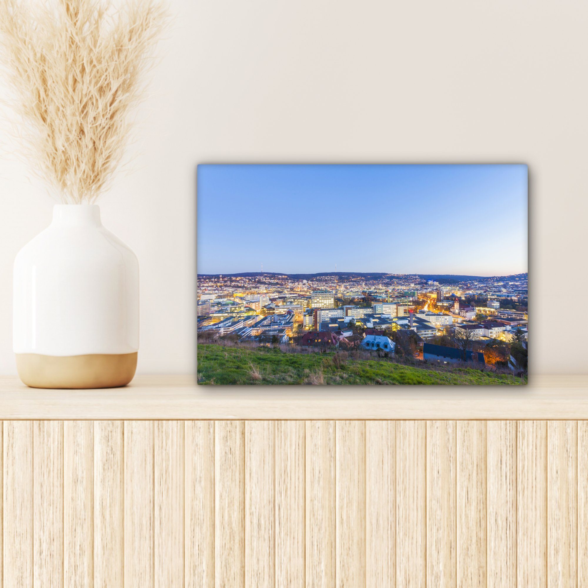 Stadtbild von (1 OneMillionCanvasses® Stuttgart, Leinwandbilder, cm St), Aufhängefertig, 30x20 Wanddeko, Wandbild Leinwandbild