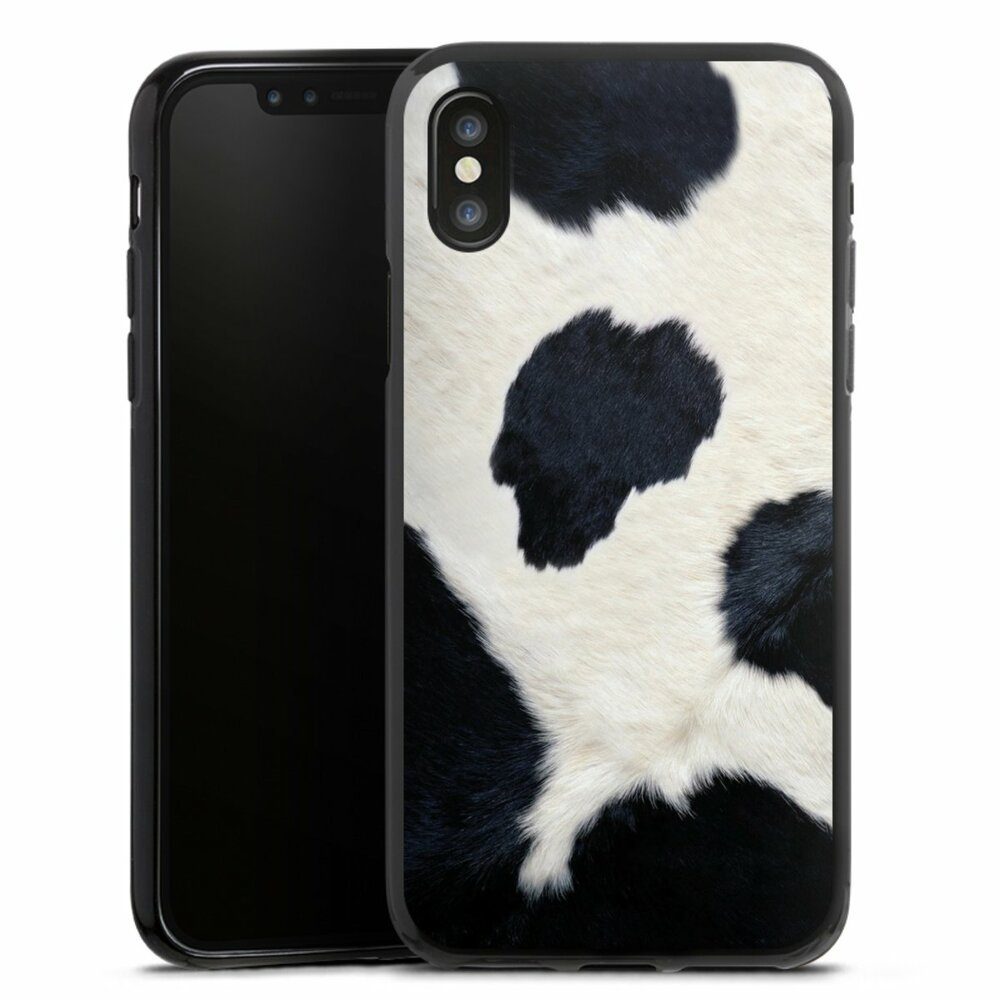 DeinDesign Handyhülle Animal-Look Animalprint Kuhfell Kuhflecken, Apple iPhone Xs Silikon Hülle Bumper Case Handy Schutzhülle