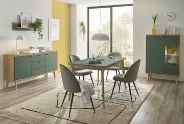 Furn.Design Esstisch Juna (Küchentisch in Eiche mit Salbeigrün, ausziehbar 140 - 180 cm), 4 bis 8 Personen