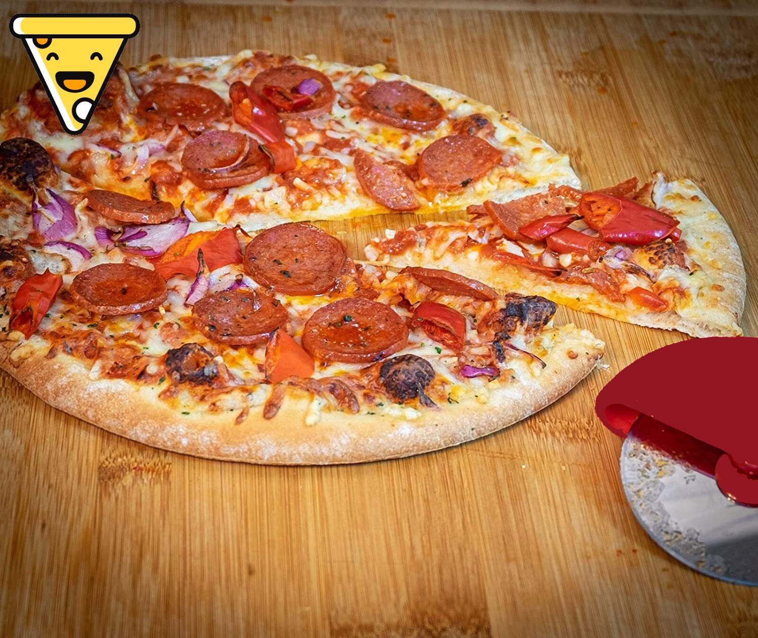 MAVURA Rollmesser scharfer mit PizzaPilz Pizzamesser Pizzaschneider Klinge Pizzarad XXL Pizzacutter, spülmaschinenfest Edelstahl Pizzaroller