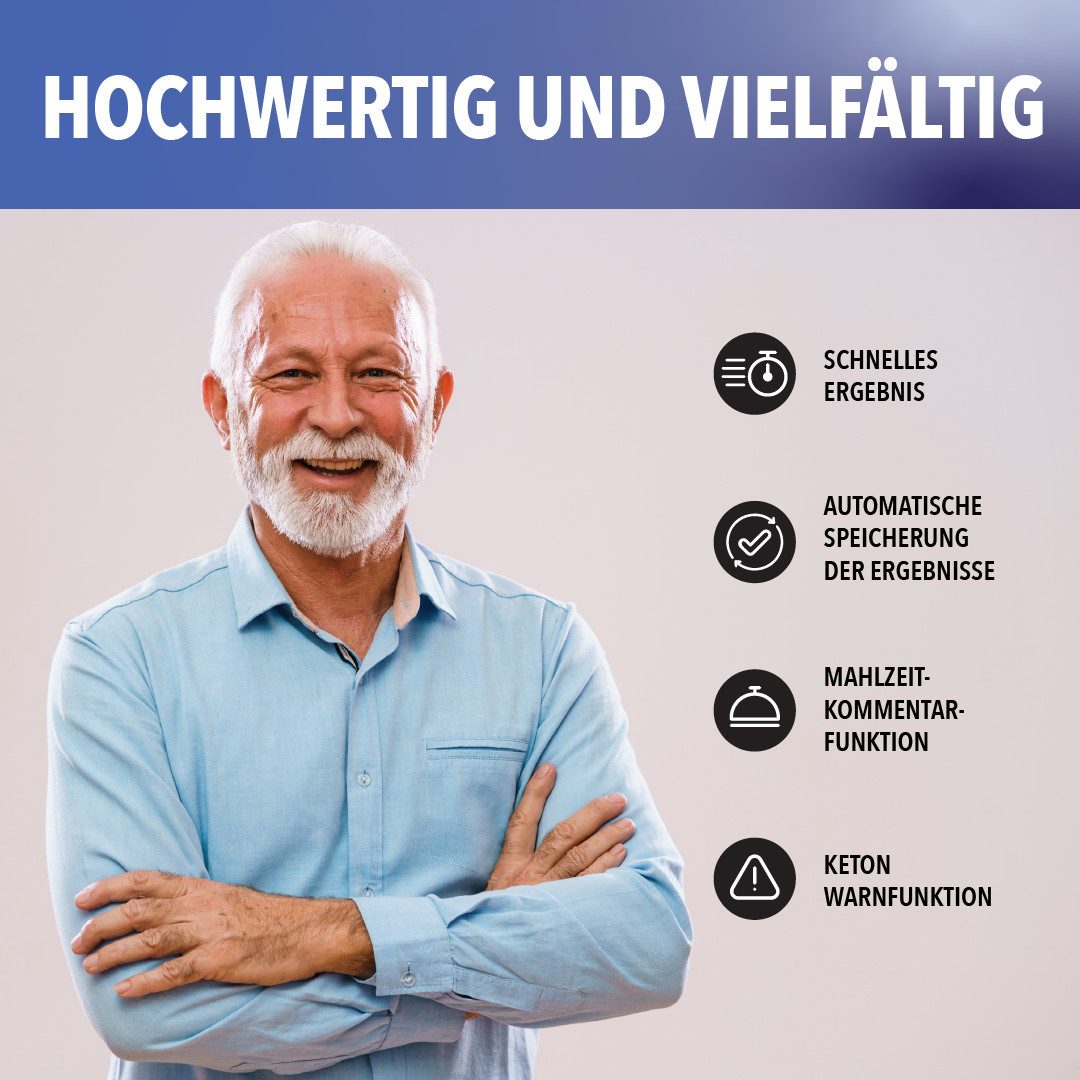 IEA Medical Blutzuckermessgerät IEA Medical Blutzuckermessgerät AM10, mit Blutzuckerteststreifen, Lanzetten, Stechhilfe