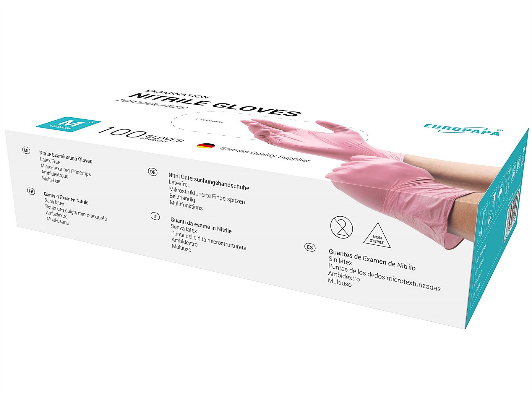 EUROPAPA Nitril-Handschuhe Medical Einmalhandschuhe Untersuchungshandschuhe (200, puderfrei ohne Latex, Gummihandschuhe, EN455 EN374) unsteril latexfrei disposible gloves