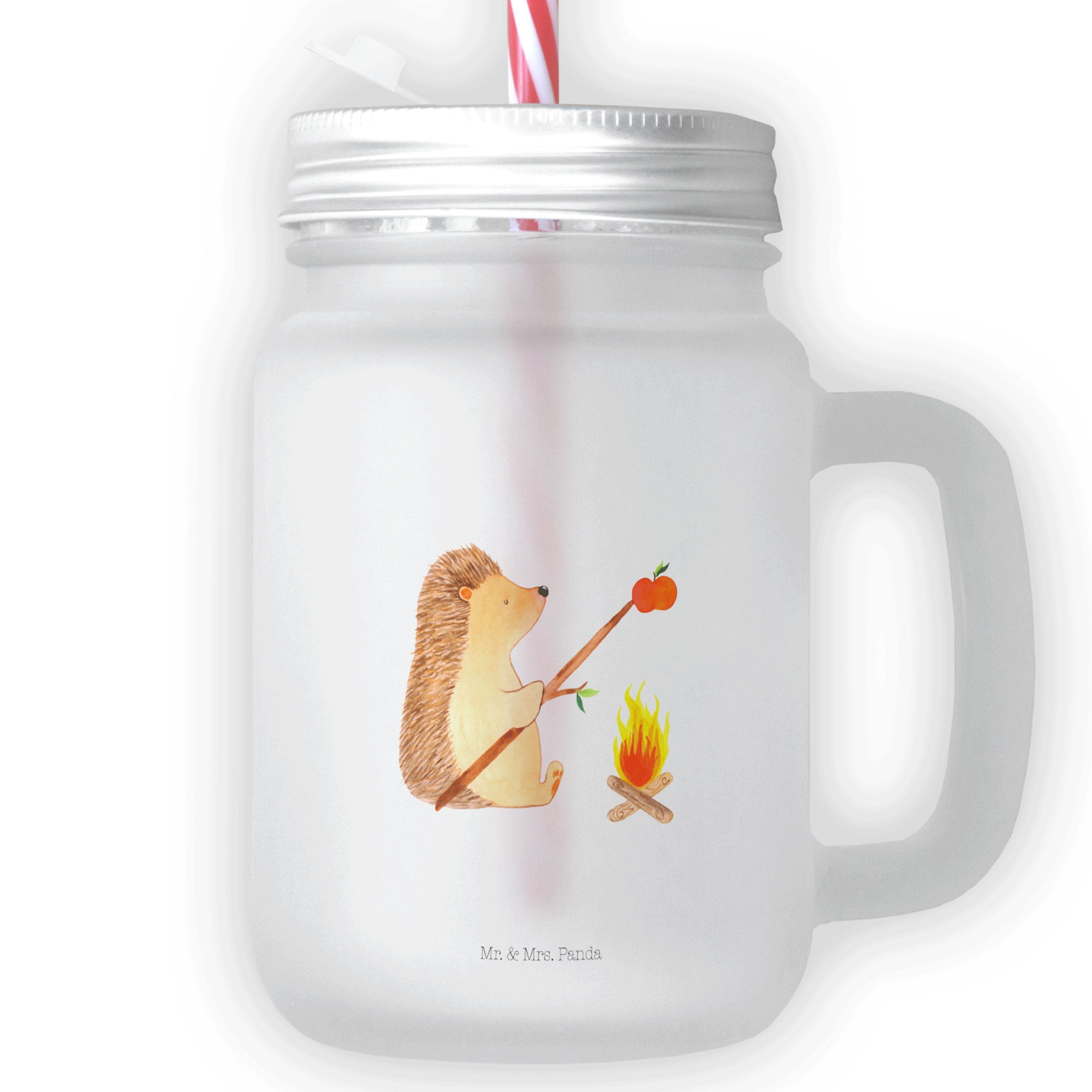 Mr. & Mrs. Panda Glas Igel grillt - Transparent - Geschenk, Trinkglas, Motivation, Gute Lau, Premium Glas | Gläser