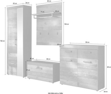 INOSIGN Garderoben-Set Ilana, (Set, 4-St), moderner Industrial Style