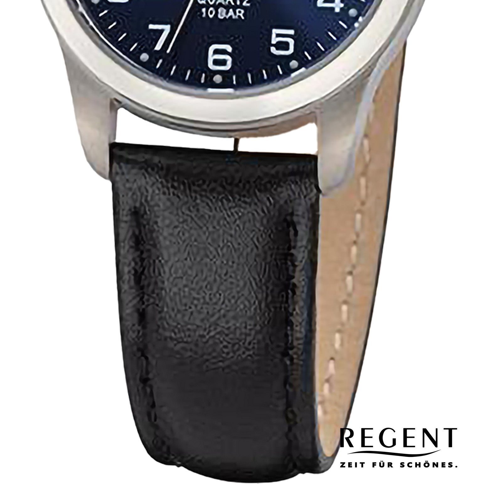 Regent Quarzuhr Regent rund, (ca. extra Armbanduhr Lederarmband 27mm), Analog, Damen Damen groß Armbanduhr