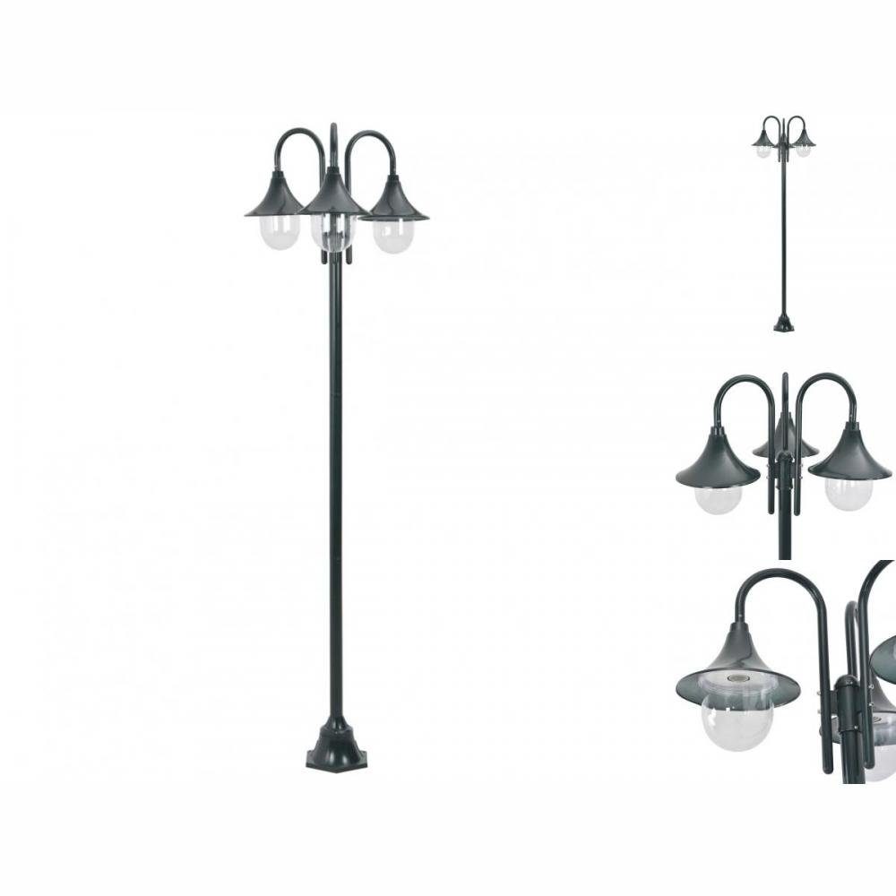Gartenleuchte Garten-Pollerleuchte E27 220 cm Aluminium 3-Laterne Dunkelgrün Gartenl