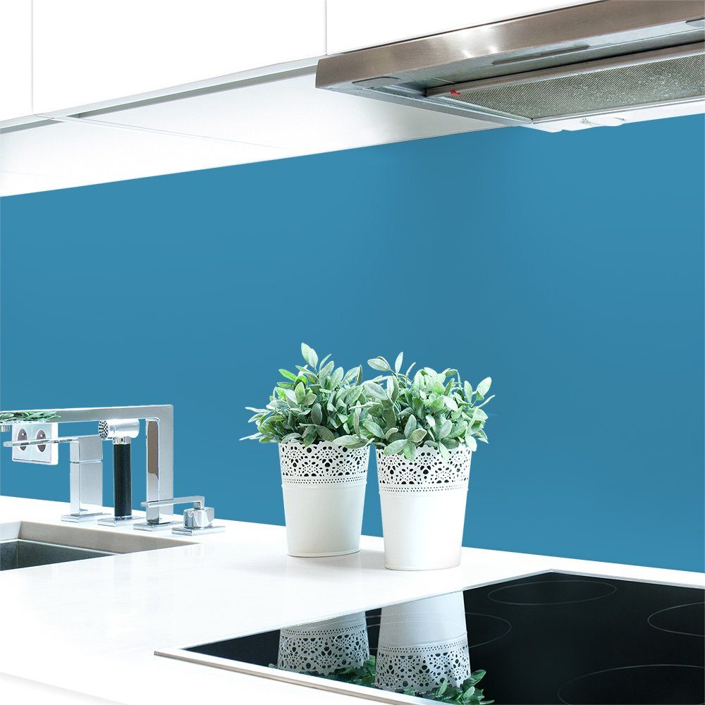 DRUCK-EXPERT Küchenrückwand Küchenrückwand Blautöne 2 Unifarben Premium Hart-PVC 0,4 mm selbstklebend Pastellblau ~ RAL 5024