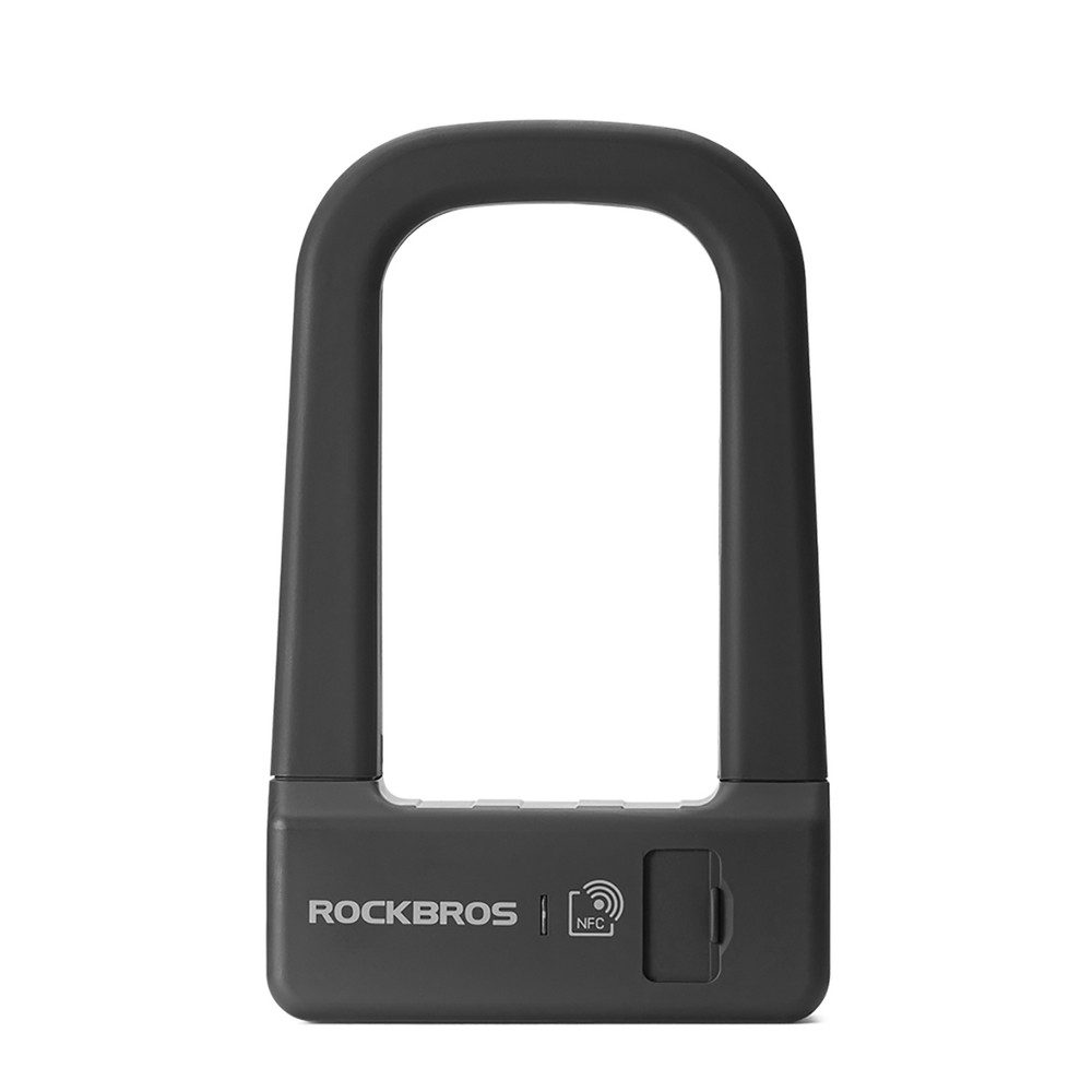 ROCKBROS Bügelschloss Fahrradschloss Sicherheitsschloss Diebstahlschutz (Spar-Set, 1-tlg., 600 mAh Akku robust), NFC-Entriegelung, Akku, Notschlüssel, Aluminium
